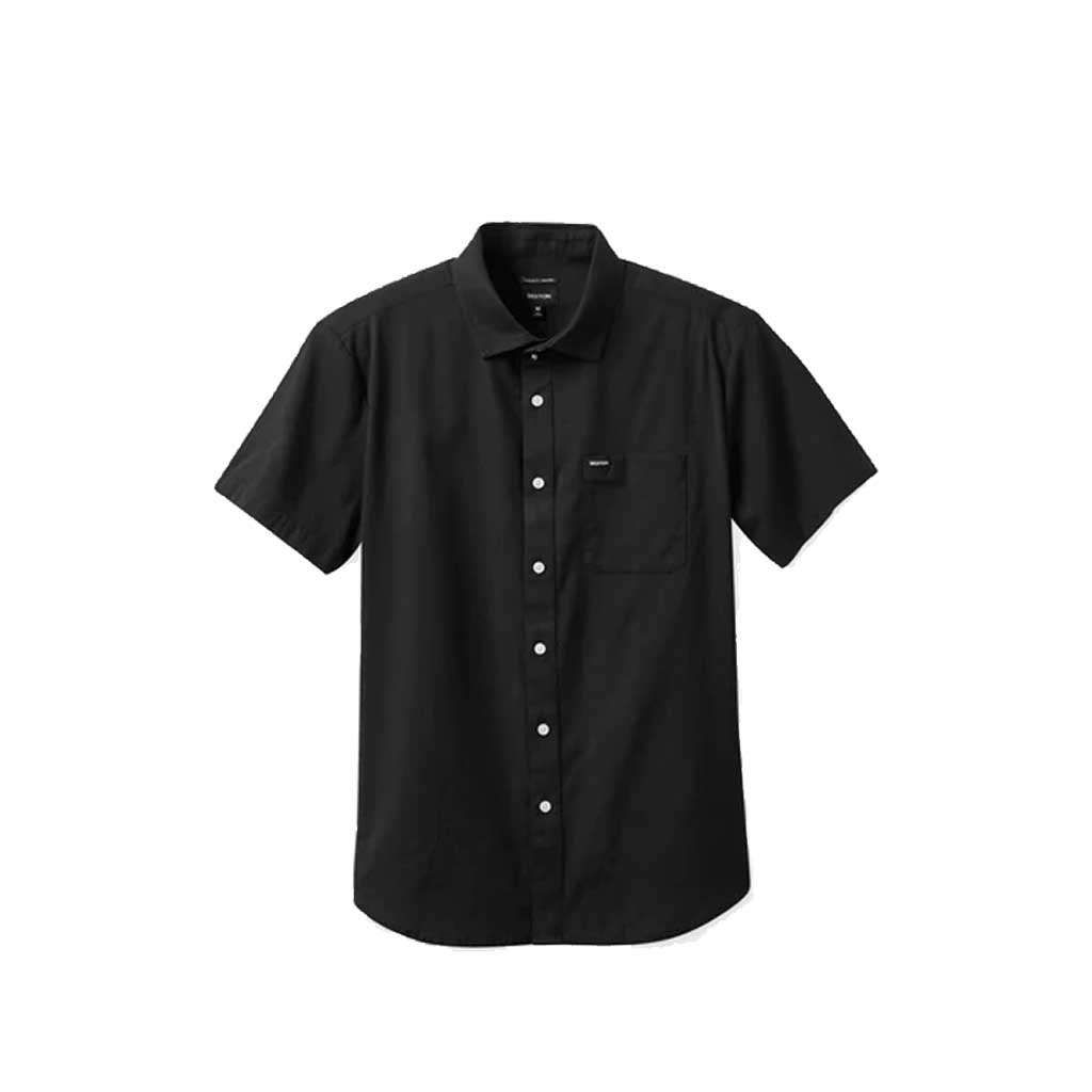 Brixton Charter Oxford Short Sleeve Woven Shirt for Men - Classic Black Casual Button-Up Shirt for Office, Business, and Summer Outfits