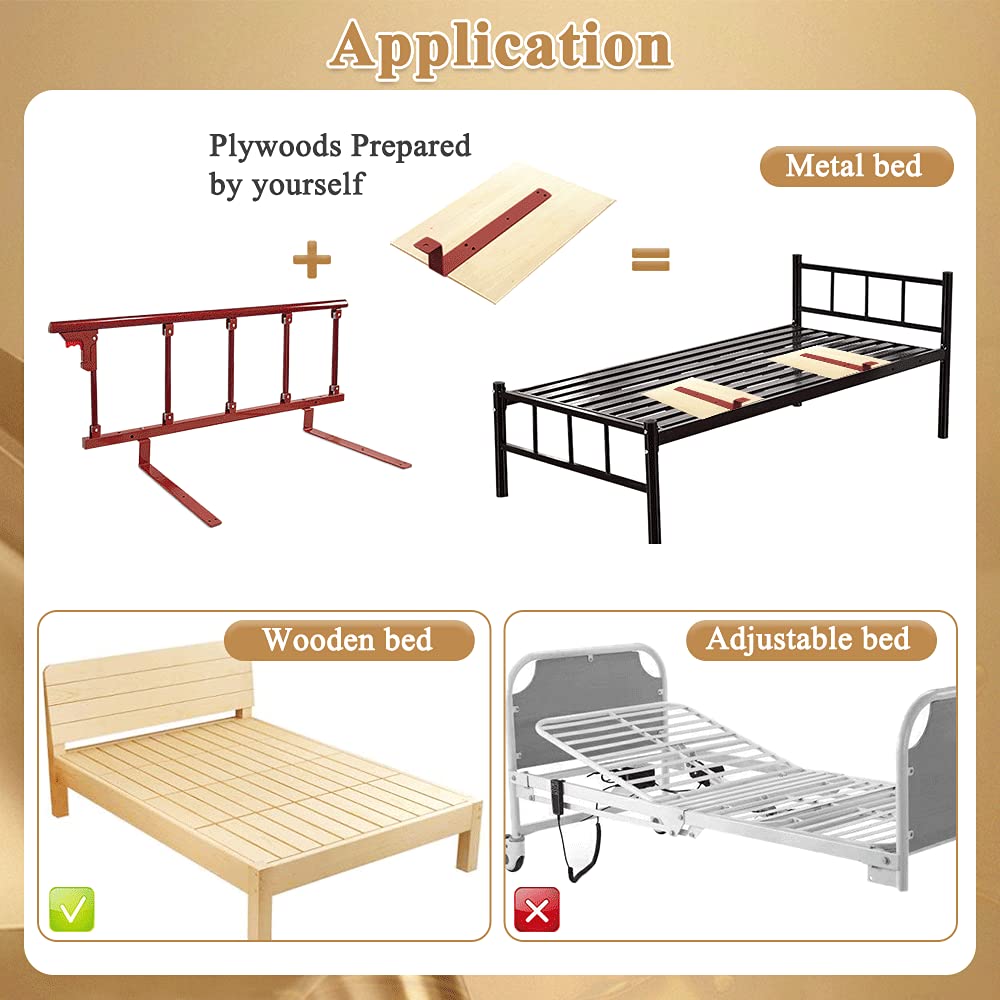 Adjustable Bed Assist Rail for Seniors - Safety Bed Rails That Slide Under Mattress, Collapsible Bedside Guard Rail with Medical Transfer Handle - Ideal for Elderly Care, Hospital Use & Home Safety