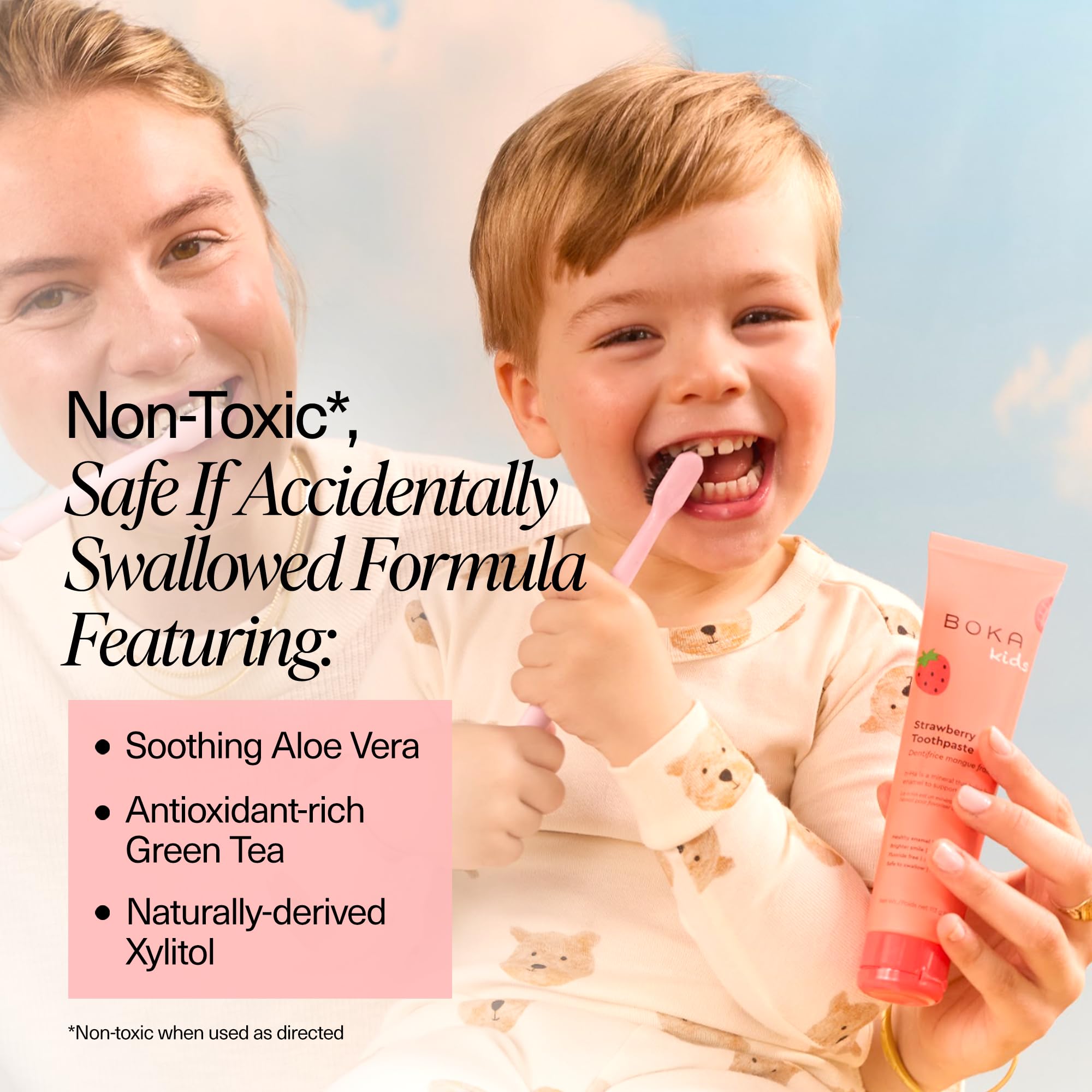 Boka Fluoride-Free Nano Hydroxyapatite Toothpaste for Sensitive Teeth - Remineralizing & Whitening Oral Care for Adults & Kids - Strawberry Mango Flavor, 4oz (US Made) - Perfect for Daily Brushing & Enamel Repair