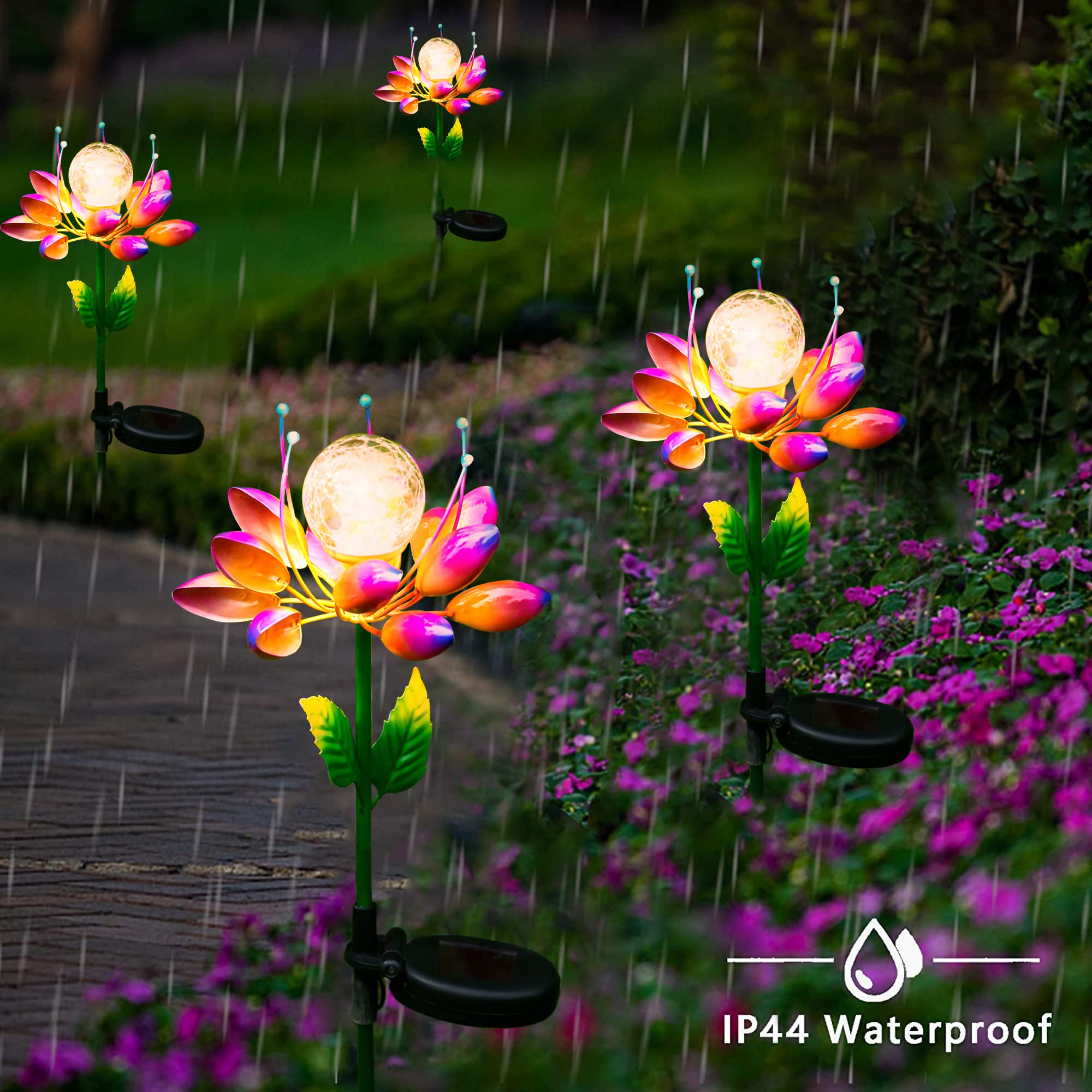 Solar Powered Metal Flower Windmill Garden Stake Lights - Waterproof Outdoor Decor for Yard, Lawn, Patio | Perfect Gardening Gifts & Landscape Lighting for Backyard, Pathway, Wedding Decor