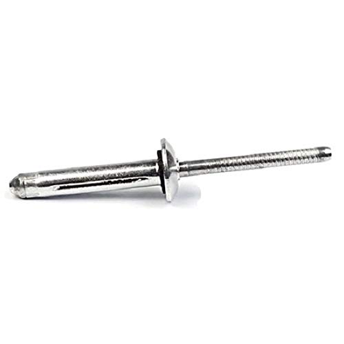 Tri-Fold Exploding Pop Rivets 5/32 x 5/16 Grip (5-5) Aluminum Shaveable Head Blind Rivets with Sealing Washer - Pack of 100 for Metal Fabrication, Automotive Repair & DIY Projects
