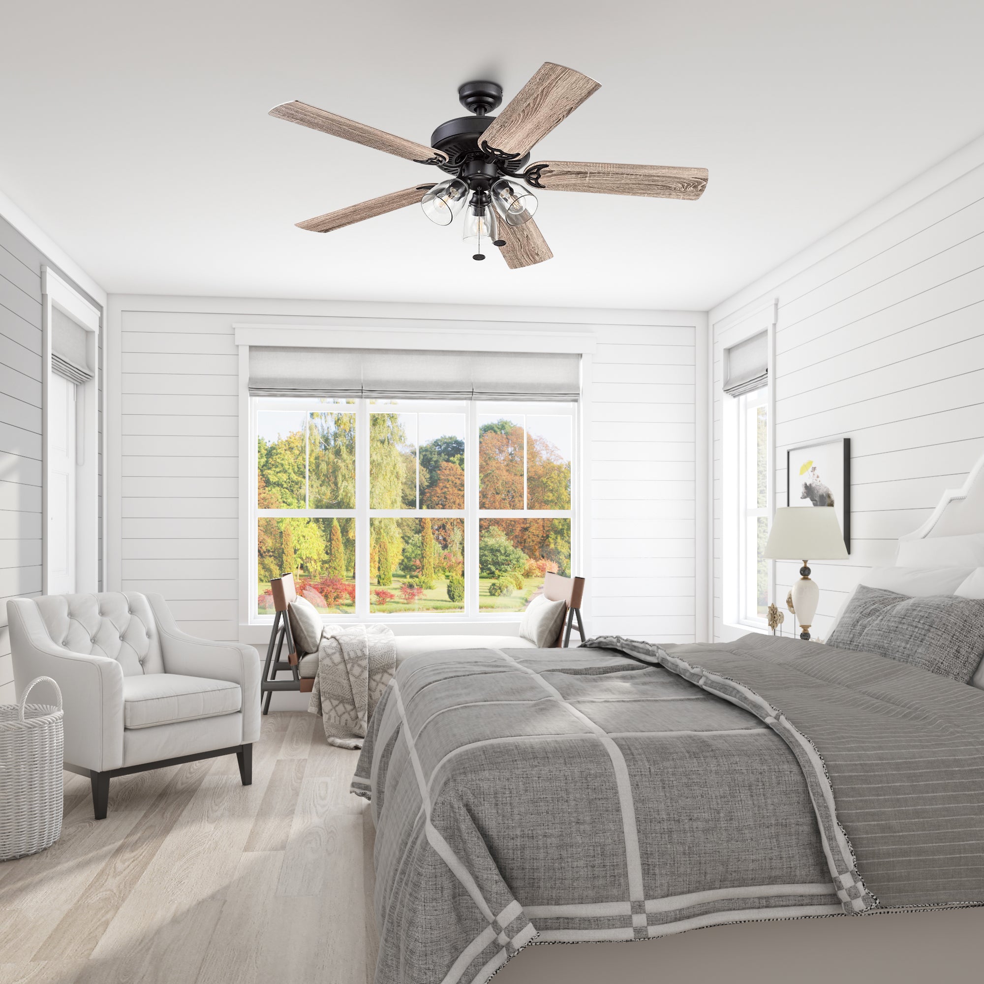 52 Inch Saybrook Espresso Bronze Ceiling Fan with Pull Chain - Modern Indoor Ceiling Fan for Living Room, Bedroom, and Office