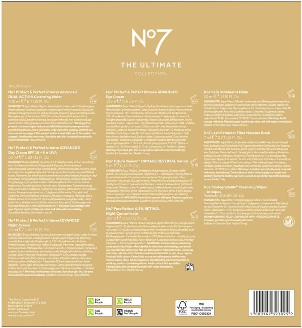 No7 Ultimate Skincare Collection Gift Set - Anti-Aging Cream, Serum & Eye Cream for Women - Perfect Christmas Gift 2021 for Skincare Lovers - Ideal for Daily Routine, Travel & Holiday Pampering