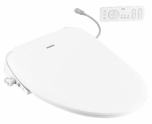 Moen EB2100 White 5 Series Electronic Elongated Bidet Toilet Seat - Warm Water Wash, Heated Seat & Air Dry for Ultimate Bathroom Comfort