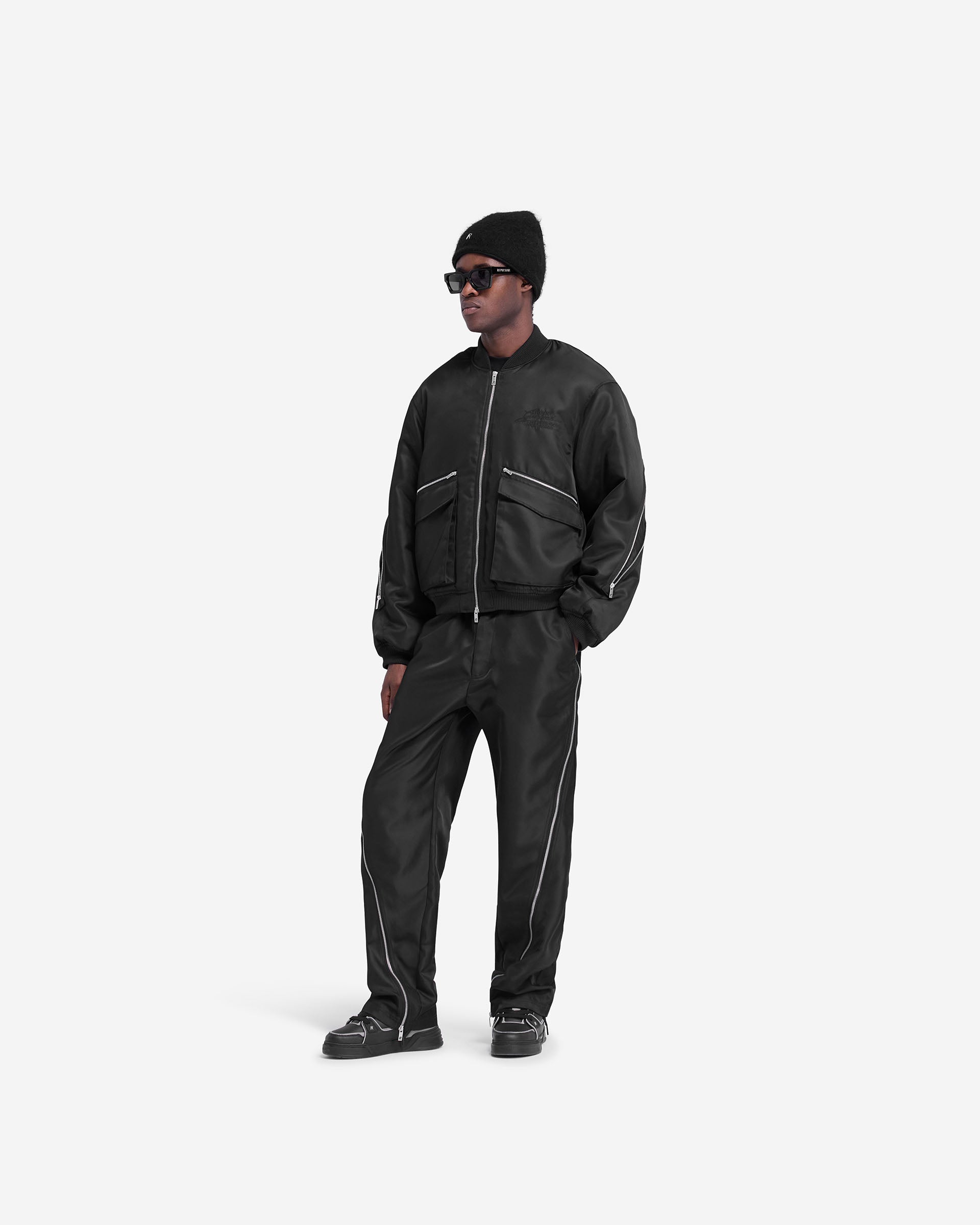 Stylish Zip Back Bomber Jacket in Jet Black - Perfect for Casual Outfits & Streetwear Fashion