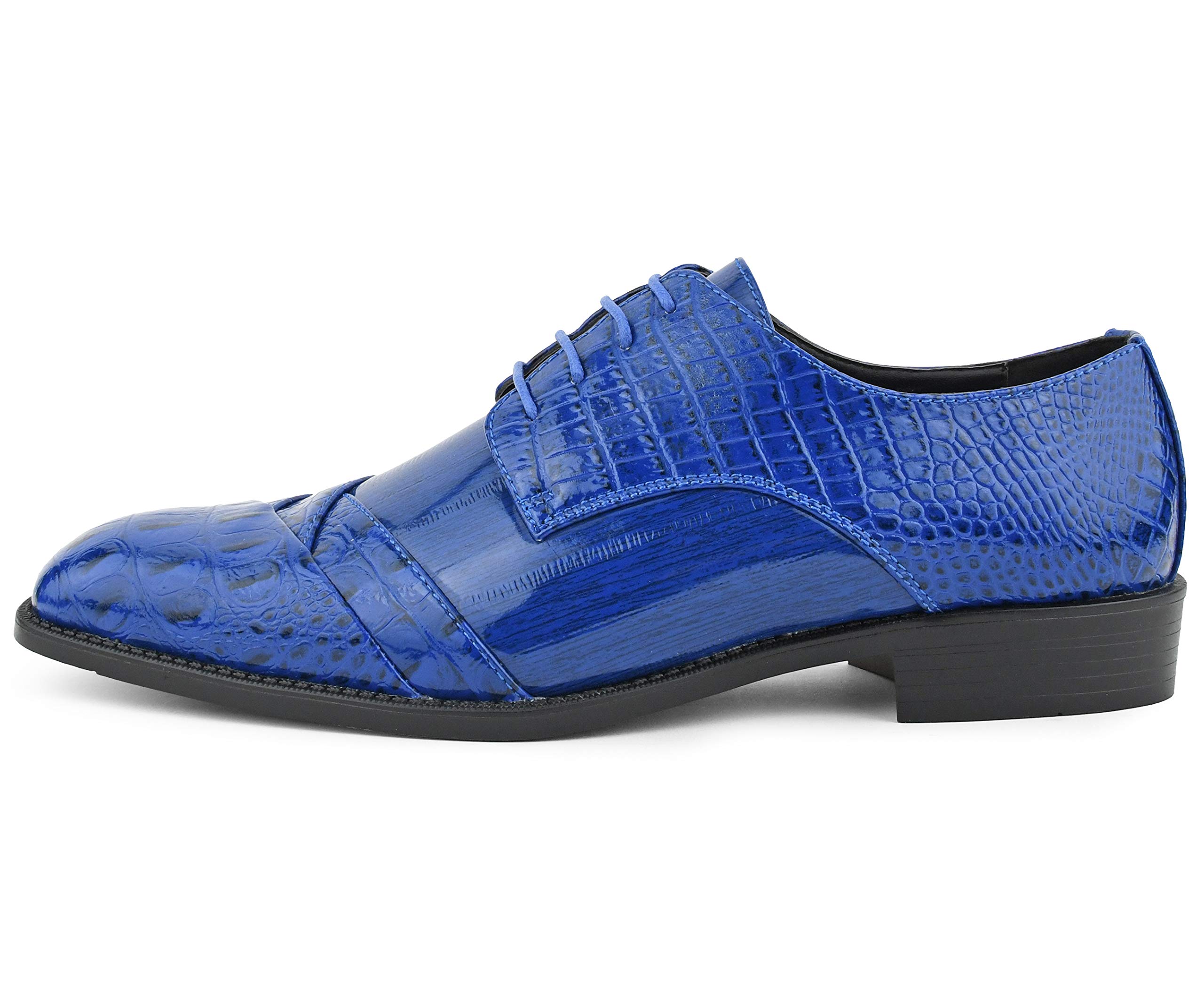 Bolano Bandit Men's Cap Toe Oxford Dress Shoes | Alligator Print Formal Shoes | Croc Folded Oxfords for Business, Weddings & Special Occasions