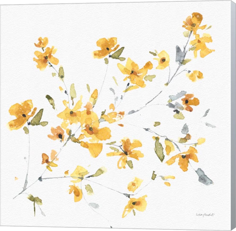Happy Yellow 04A by Lisa Audit - 24x24 Inch Modern Canvas Wall Art Print, Museum Wrapped with Winter Gray Sides - Vibrant Yellow Abstract Painting for Living Room, Bedroom & Office Decor