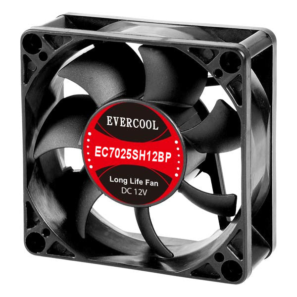 Evercool 70x70x25mm High Speed PWM Cooling Fan EC7025SH12BP - Perfect for PC Case, CPU Cooler, and Gaming Rig Cooling Solutions