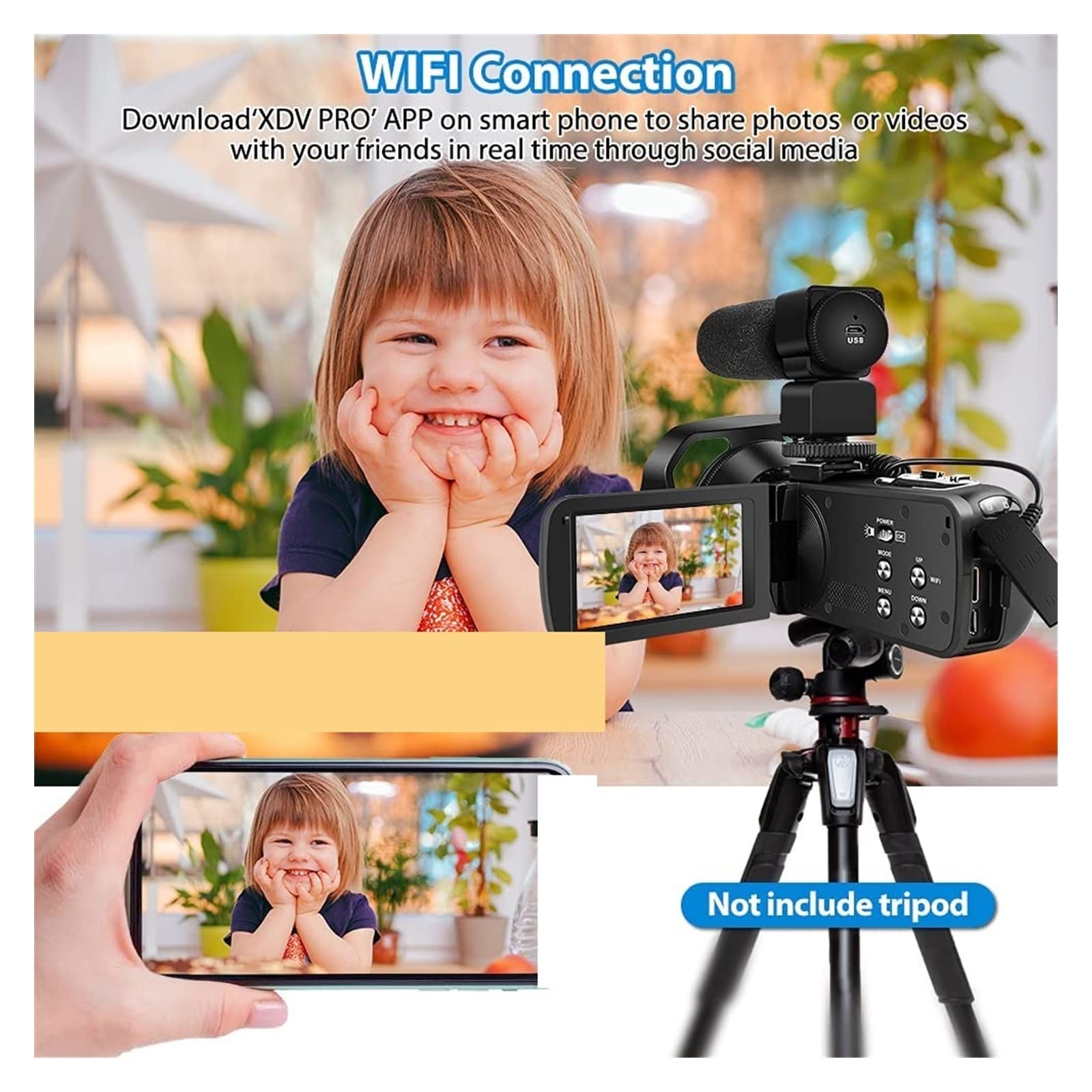**AUBEST 4K 18X Digital Video Camera Camcorder with Rotating Touch Screen, 48MP, Time Lapse, Vlogging, YouTube, Travel & Outdoor Recording (No SD Card, Includes Mic Lens)**    **Usage Scenarios:** Perfect for vlogging, YouTube content creation, travel adventures, outdoor filming, and professional photography.