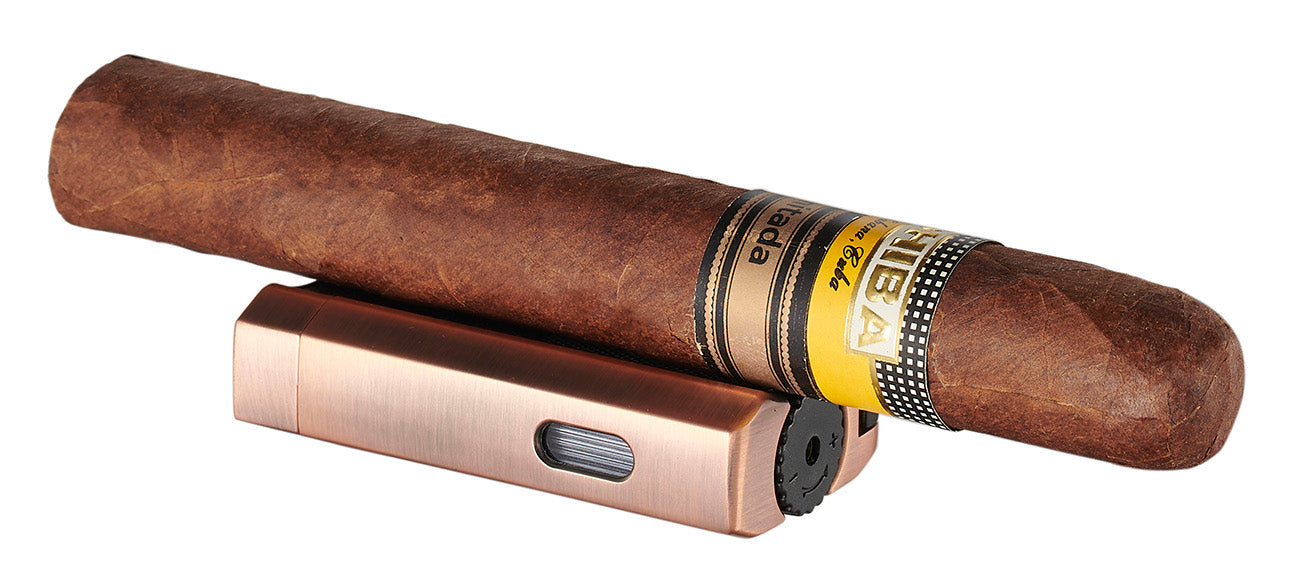 Visol Concave Double Flame Torch Lighter - Windproof Refillable Butane Lighter in Bronze Finish | Perfect for Cigars, Camping & Outdoor Adventures