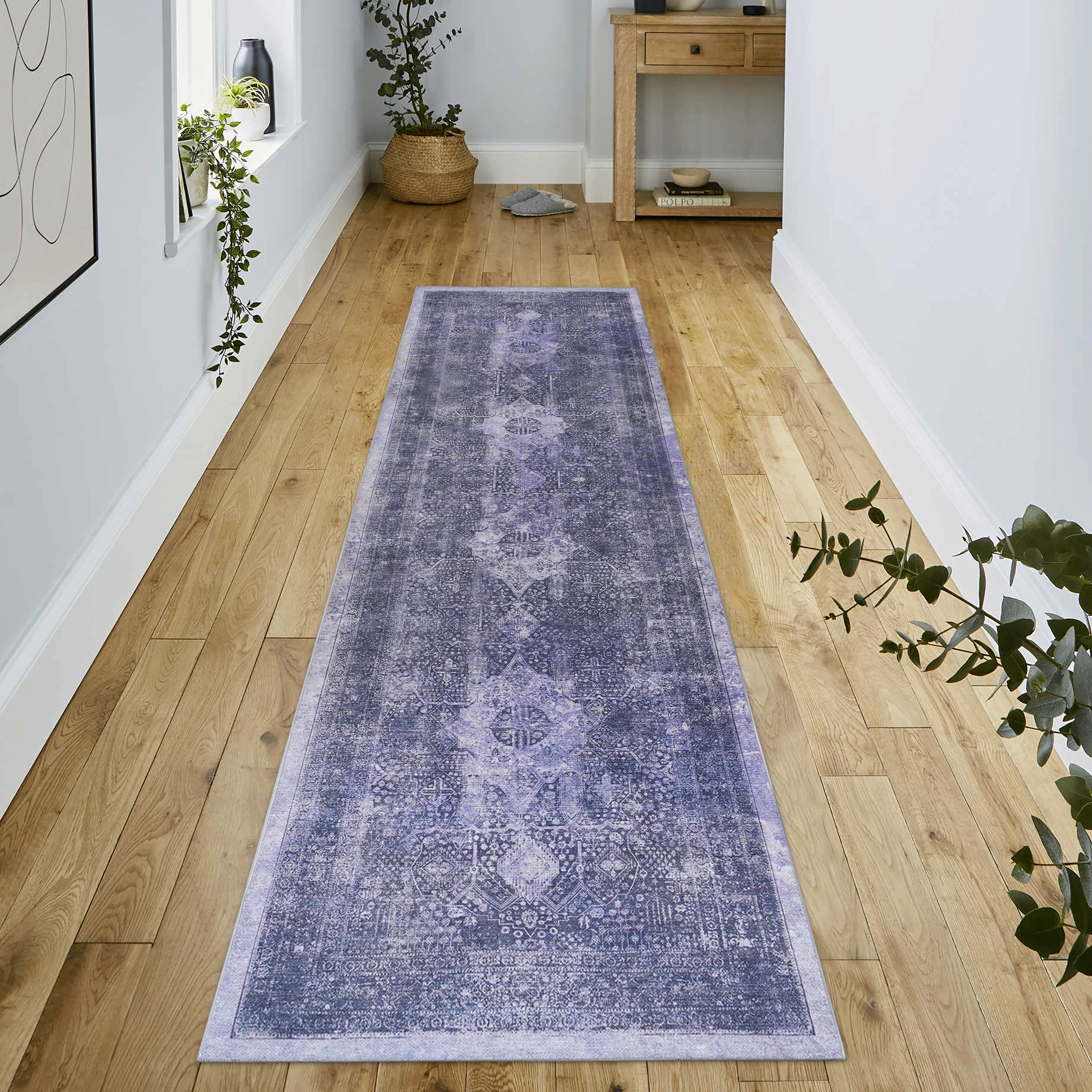 DTY Signature 2.5'x10' Washable Runner Rug - Low Pile Non-Slip Non-Shedding Foldable Area Rug for Living Room, Bedroom, Kitchen & Dining Room - Kid & Pet Friendly Home Decor (Anthracite Grey) - Perfect for High Traffic Areas & Cozy Spaces