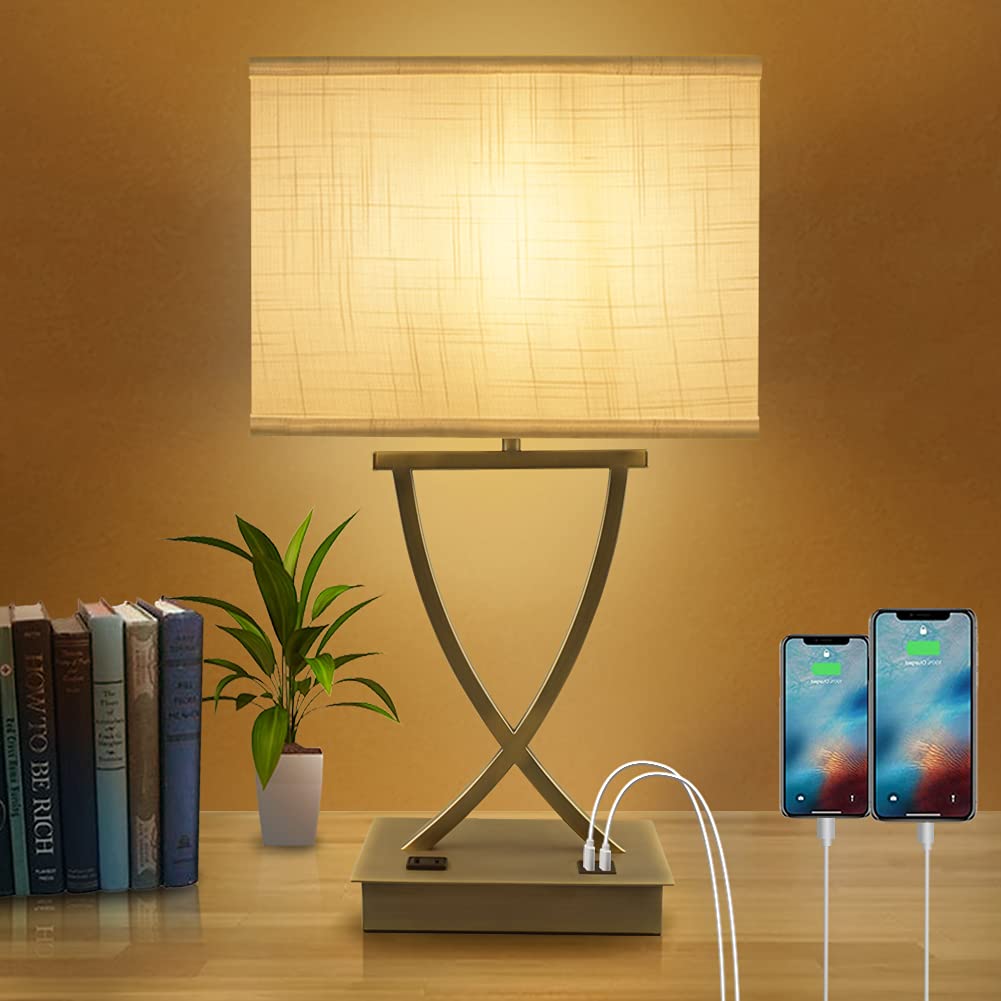 3-Way Dimmable Touch Control Table Lamp with USB-C & AC Outlet - 21.38