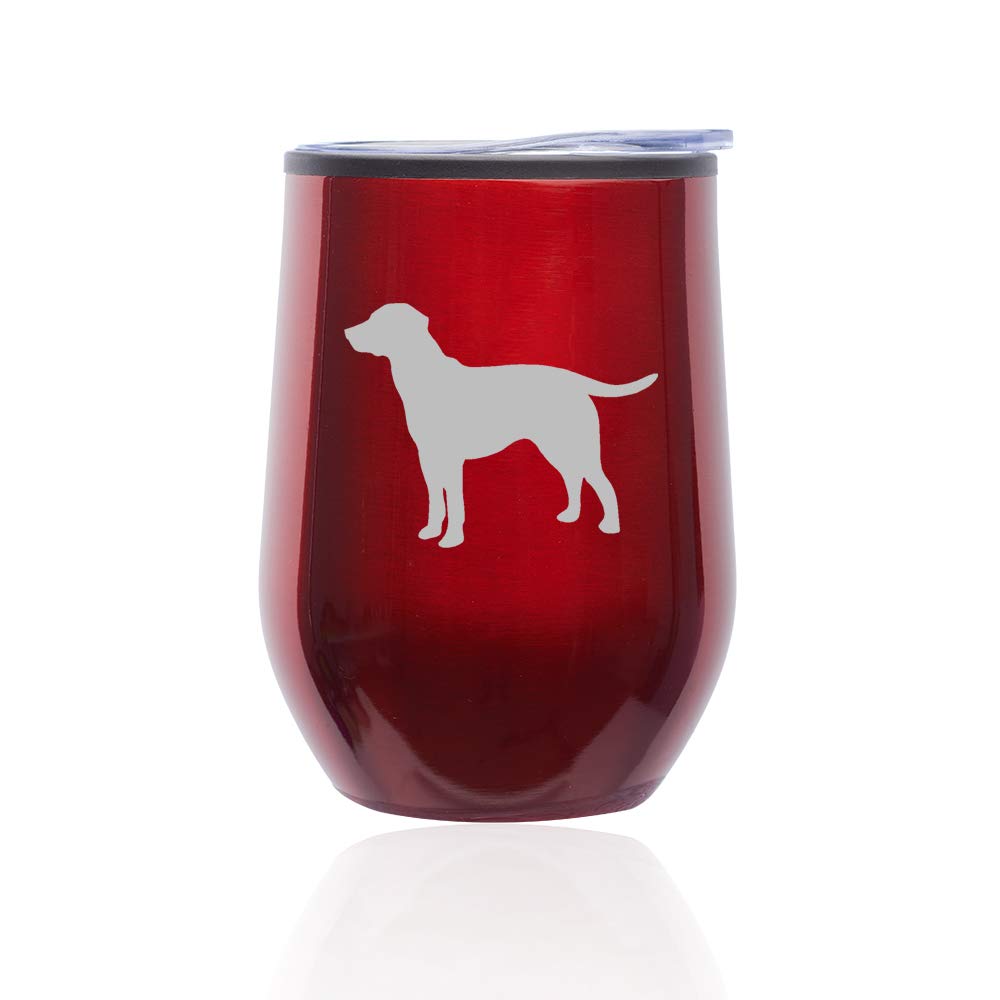 Labrador Retriever Stemless Wine Glass with Lid - Insulated Coffee Travel Mug for Hot & Cold Drinks - Perfect for Picnics, Parties, and Outdoor Adventures (Red)