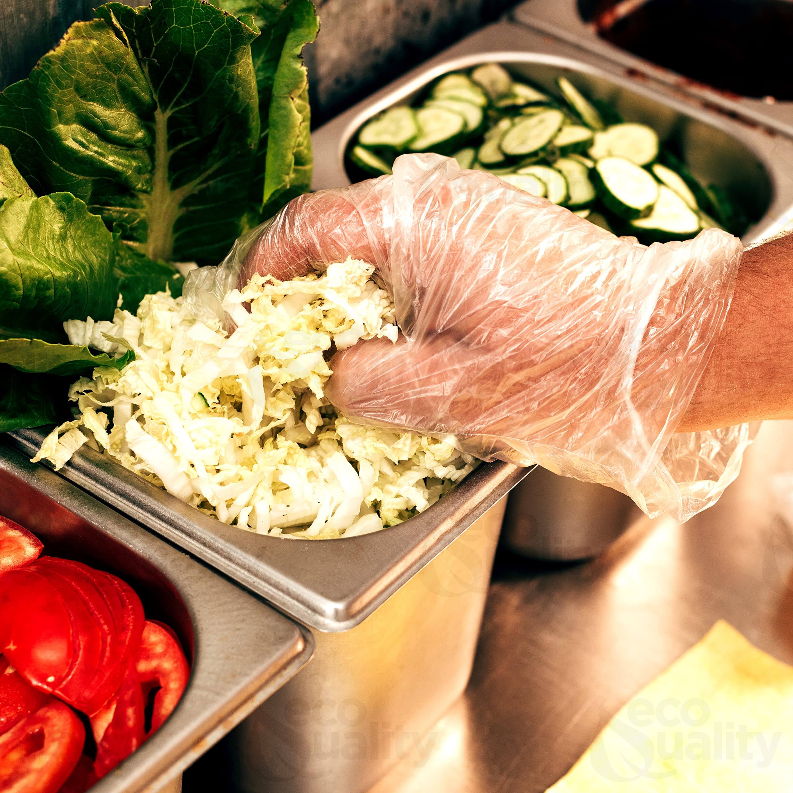 EcoQuality Disposable Food Prep Gloves - 2500 Count Plastic Food Safe Poly Gloves for Cooking, Baking, Cleaning & Food Service | One Size Fits Most | FDA Approved | Perfect for Restaurants, Catering & Home Kitchens