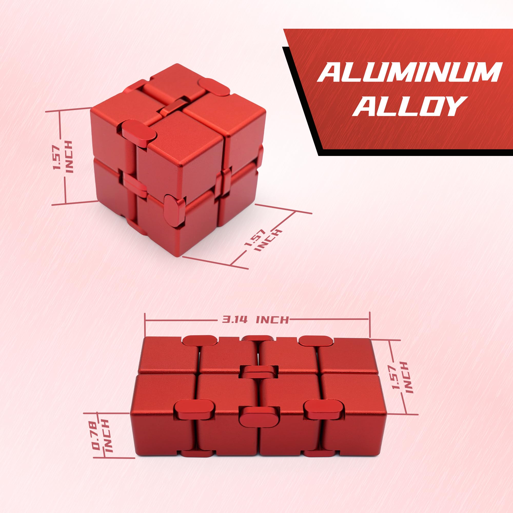 Red Infinity Cube Fidget Toy for Adults & Kids - Stress Relief & Anxiety Relief Sensory Toy - Perfect for Easter Basket Stuffers, Office Desk, Travel & Classroom Focus
