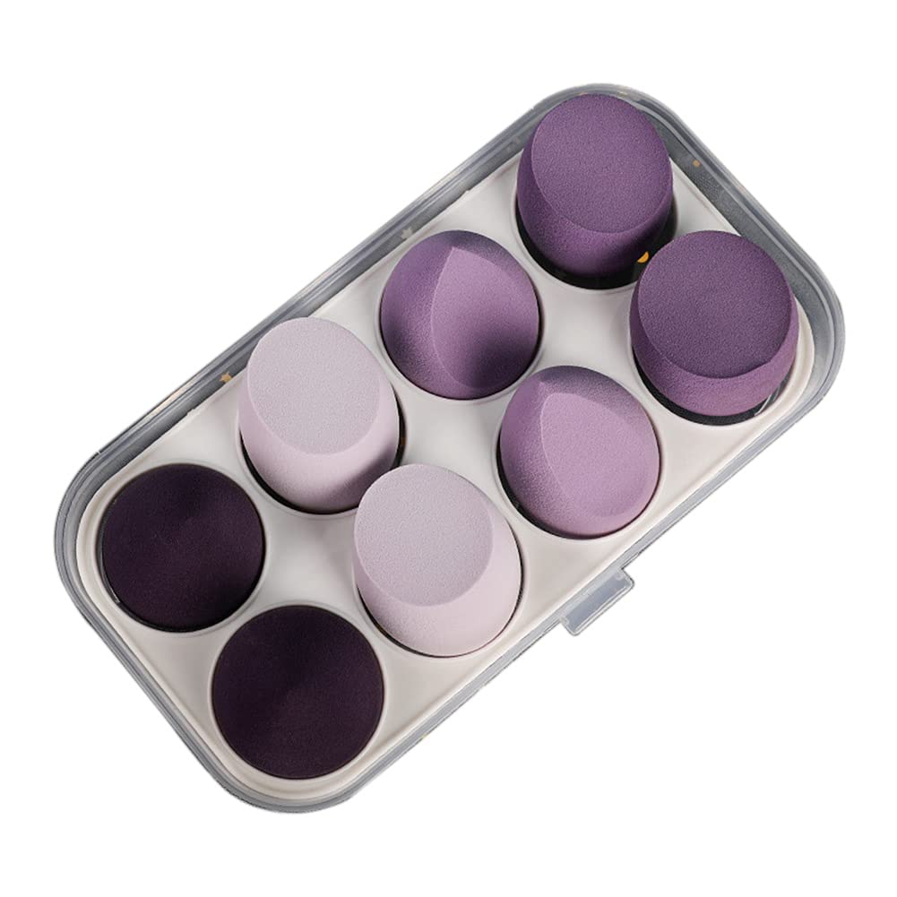 8 Pack LITU Makeup Sponges - Latex Free Beauty Blender Foundation Sponge Set (4 Colors + Holder) for Flawless Makeup Application - Perfect for Liquid, Cream & Powder Cosmetics - Includes Purple Storage Case