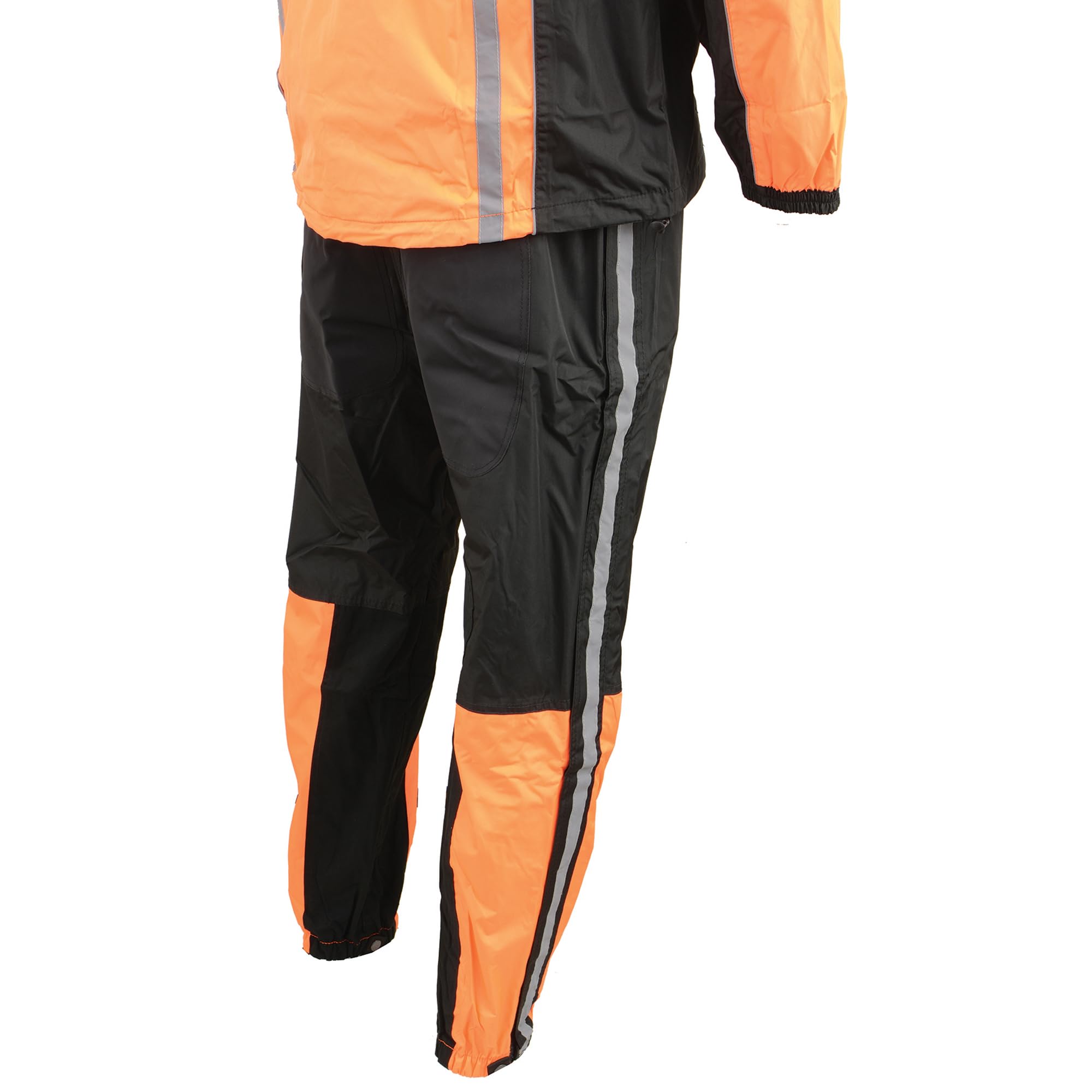 Milwaukee Leather SH233102 Men's Waterproof Rain Suit - Black & Orange Reflective Safety Gear for Motorcycle Riding, Construction Work & Outdoor Activities