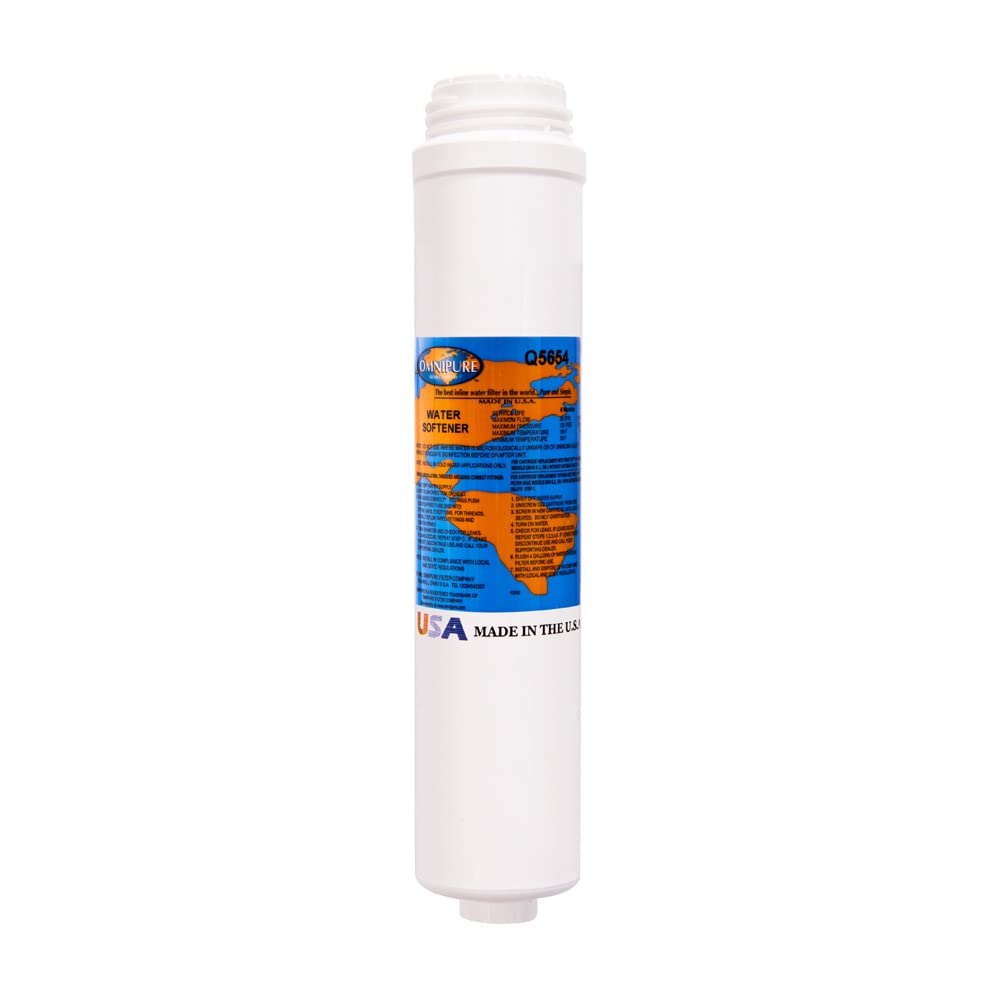 Omnipure OMNIPURE-Q5654-C100E Water Softening Filter | High-Efficiency Water Softener for Home & RV Use