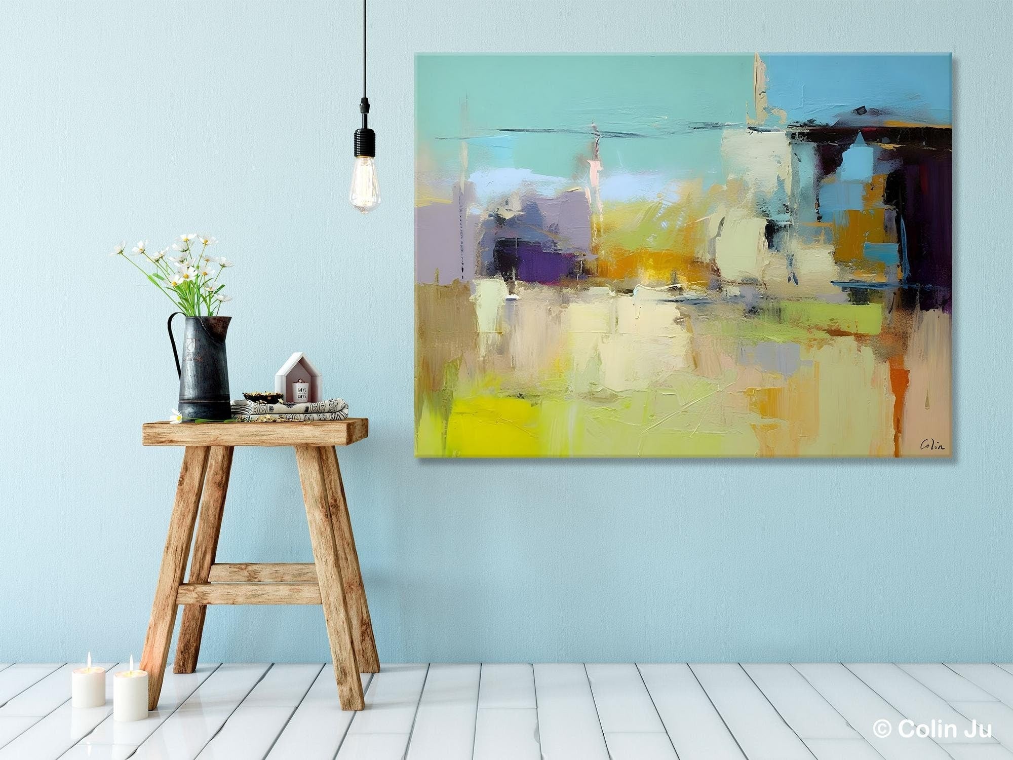 Large Acrylic Paintings on Canvas - Original Abstract Artwork, Contemporary Oversized Modern Wall Decor for Living Room, Bedroom & Office | Handmade Canvas Art