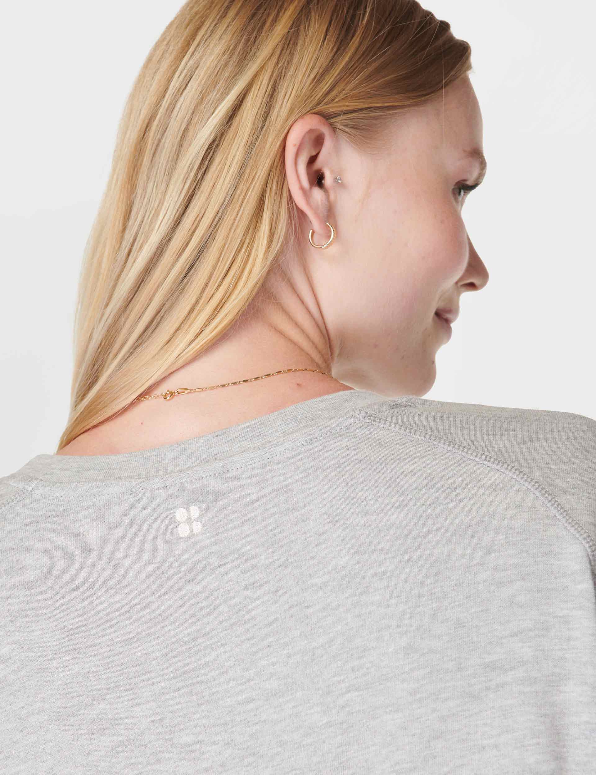 After School Crop Sweatshirt for Women - Light Grey Marl Pullover for Casual Wear, Gym, and Street Style