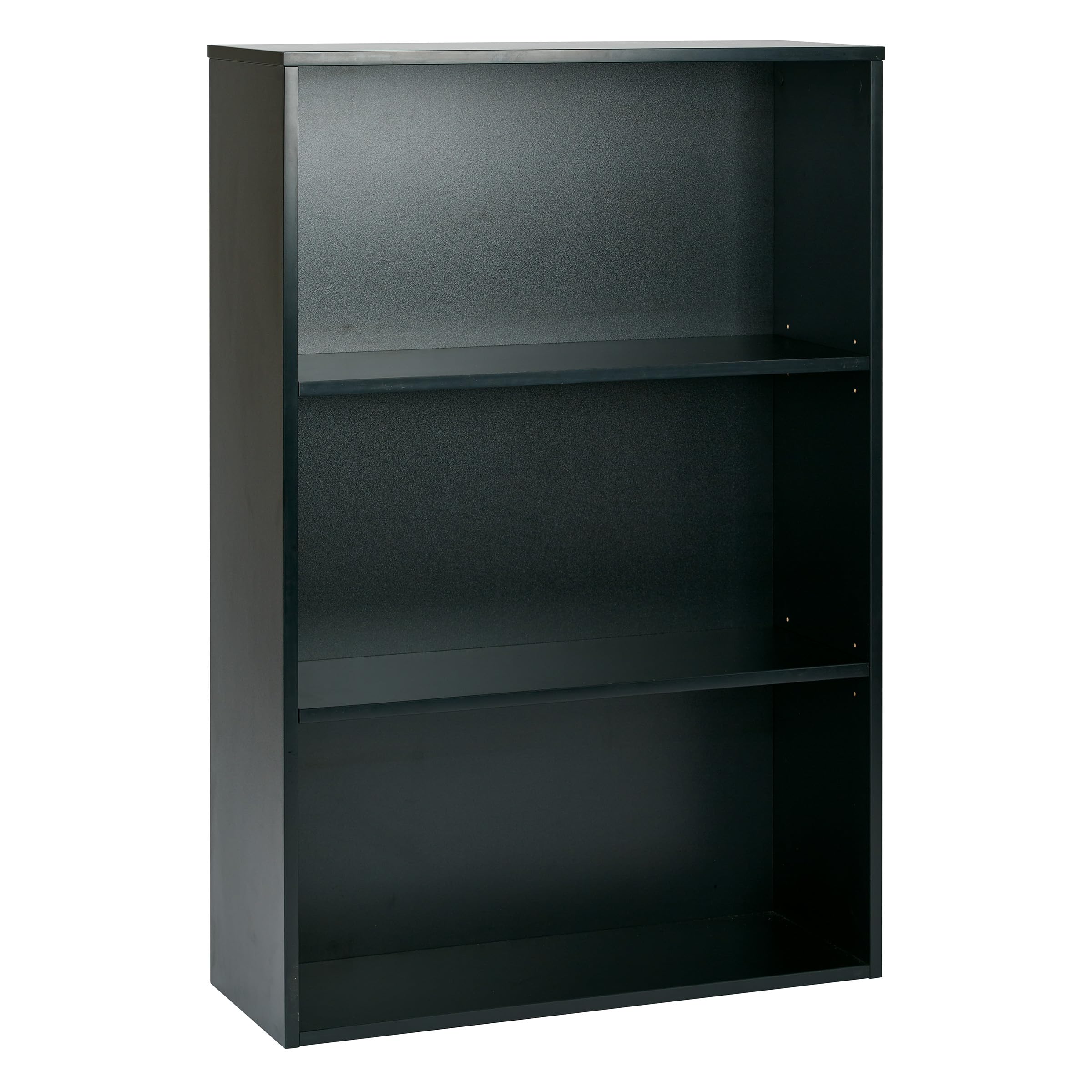 OSP Designs Prado 48-Inch Black 3-Shelf Bookcase with 3/4-Inch Thick Shelves & 2 Adjustable Shelves - Perfect for Home Office, Living Room & Bedroom Storage