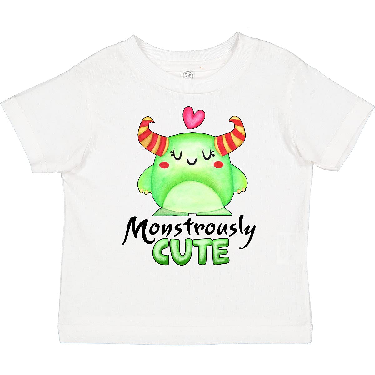 Monstrously Cute Green Monster Toddler T-Shirt with Horns & Heart | Soft Cotton Kids Tee for Boys & Girls | Perfect for Playdates, Birthdays & Family Photos