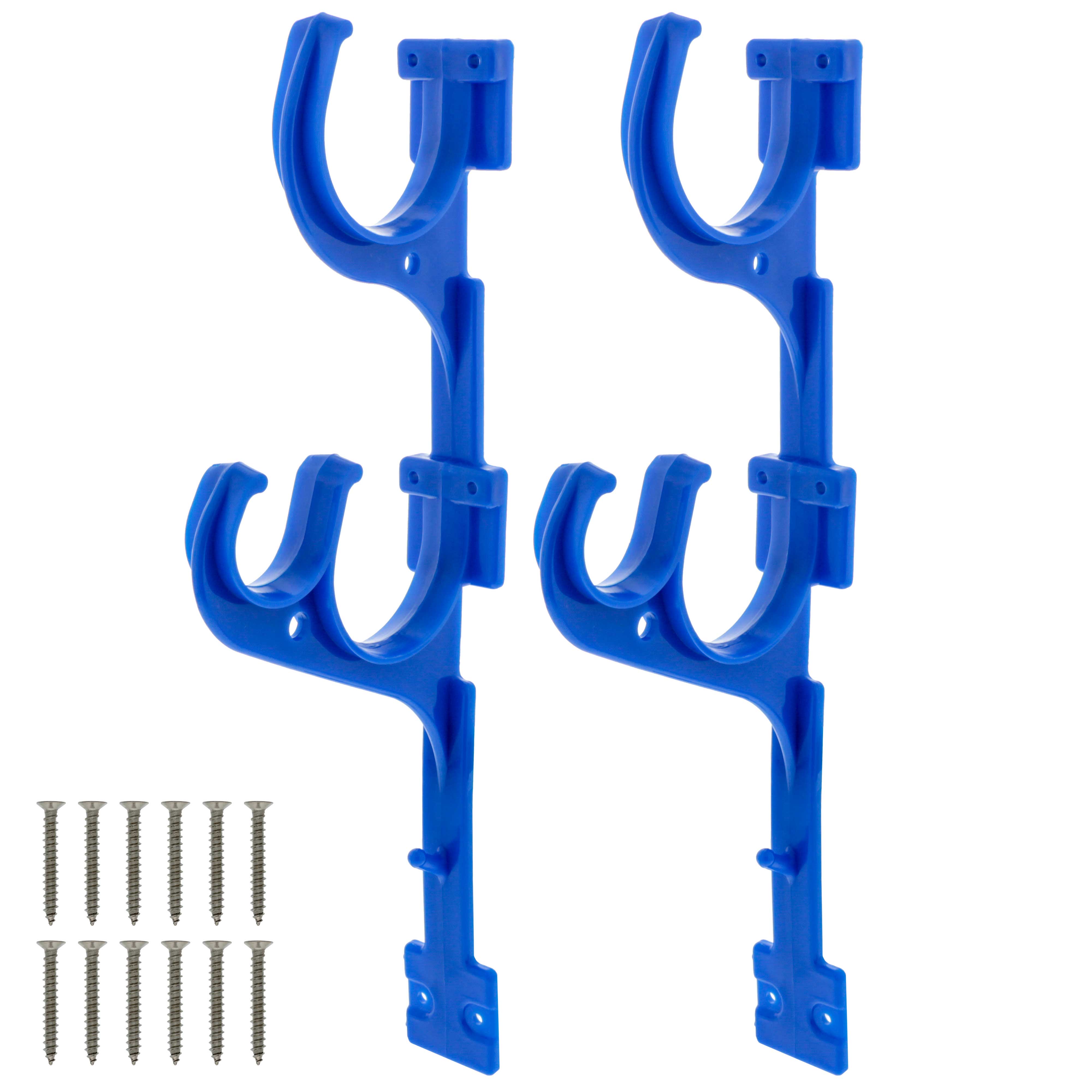 U.S. Pool Supply® Set of 2 Heavy-Duty Plastic Pool Hangers for Telescopic Poles - Organize Pool Nets, Vacuums, Hoses & Accessories - Perfect for Inground & Above Ground Pool Maintenance