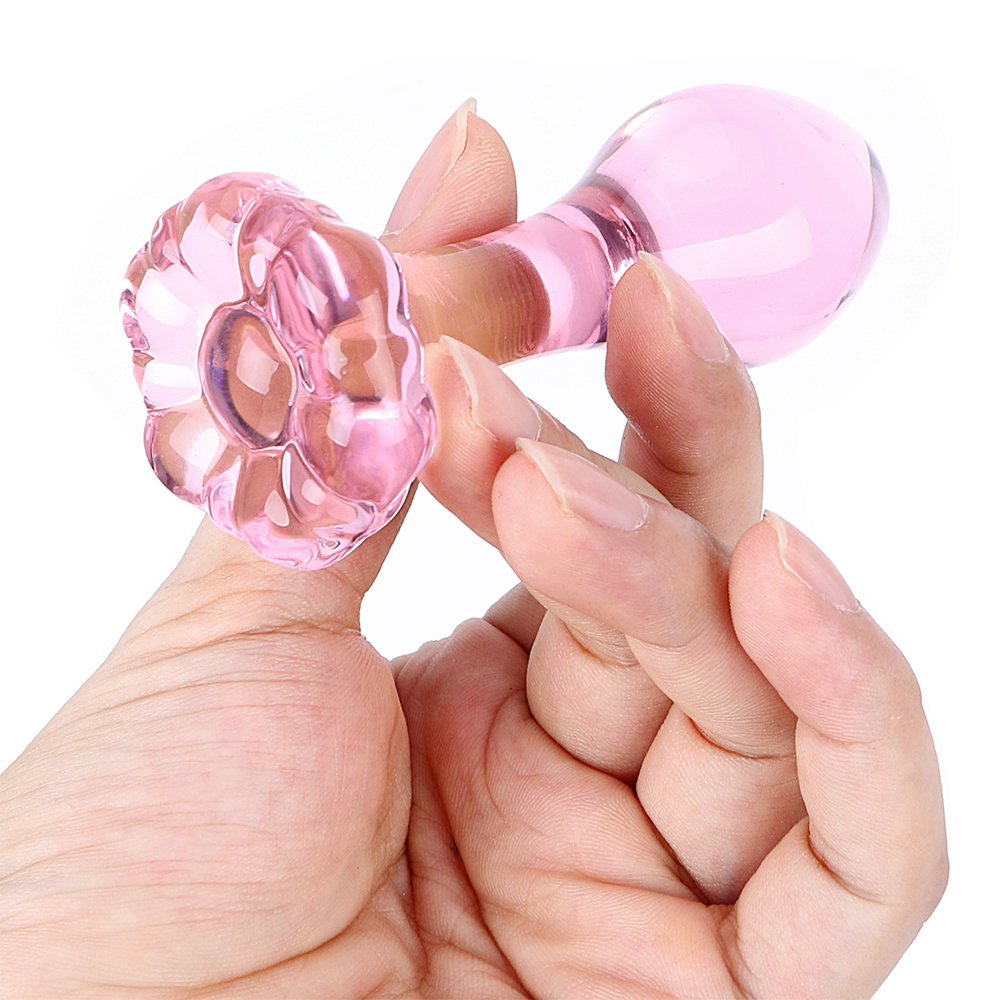 Pink Glass Anal Plug - Small Crystal Butt Plug for Beginners, Comfortable & Safe Adult Sex Toy - Perfect for Couples Play, Solo Exploration & Sensual Massage