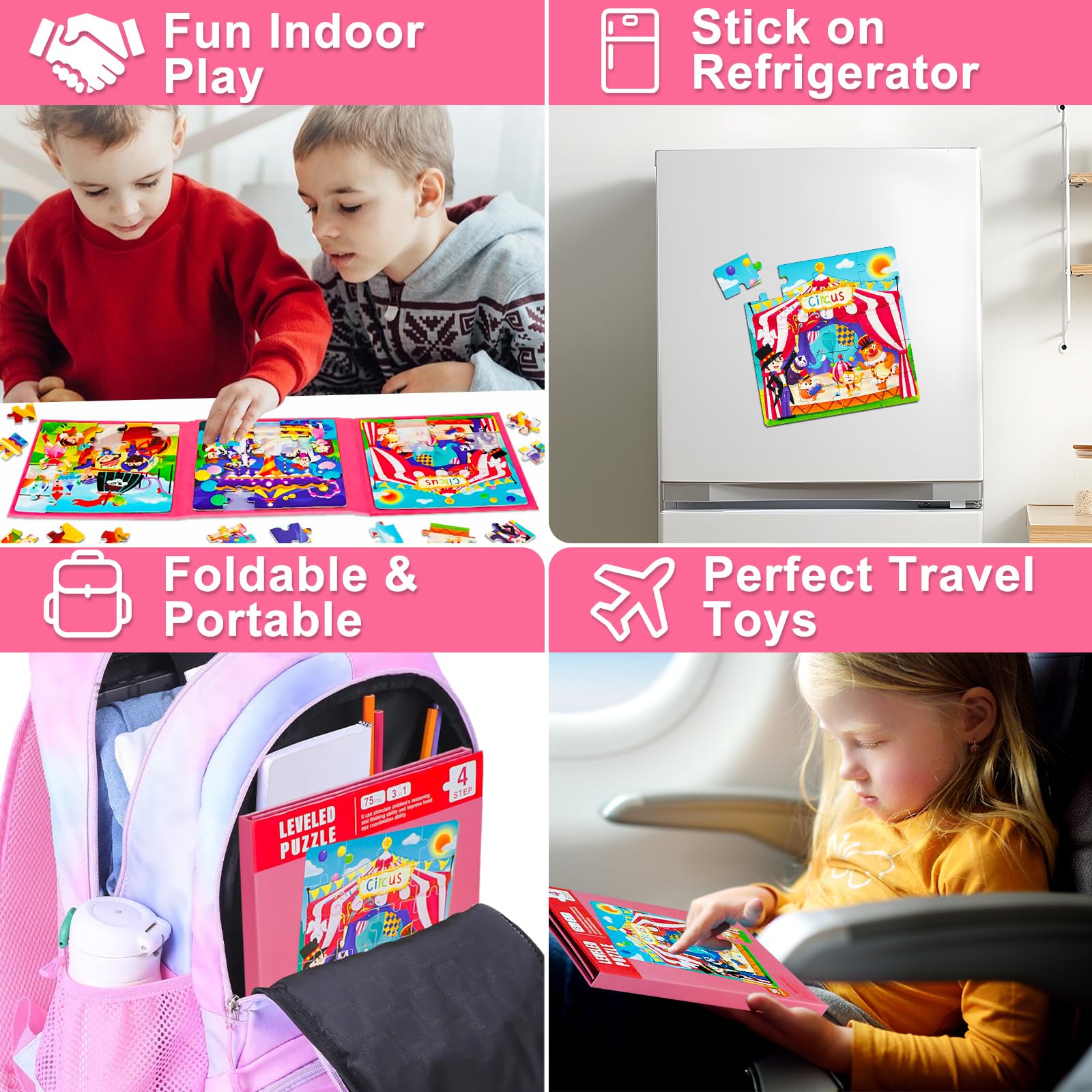 Magnetic Jigsaw Puzzle for Kids 3-5 - Montessori Travel Toy for Toddlers - Perfect for Preschool Learning & Road Trips