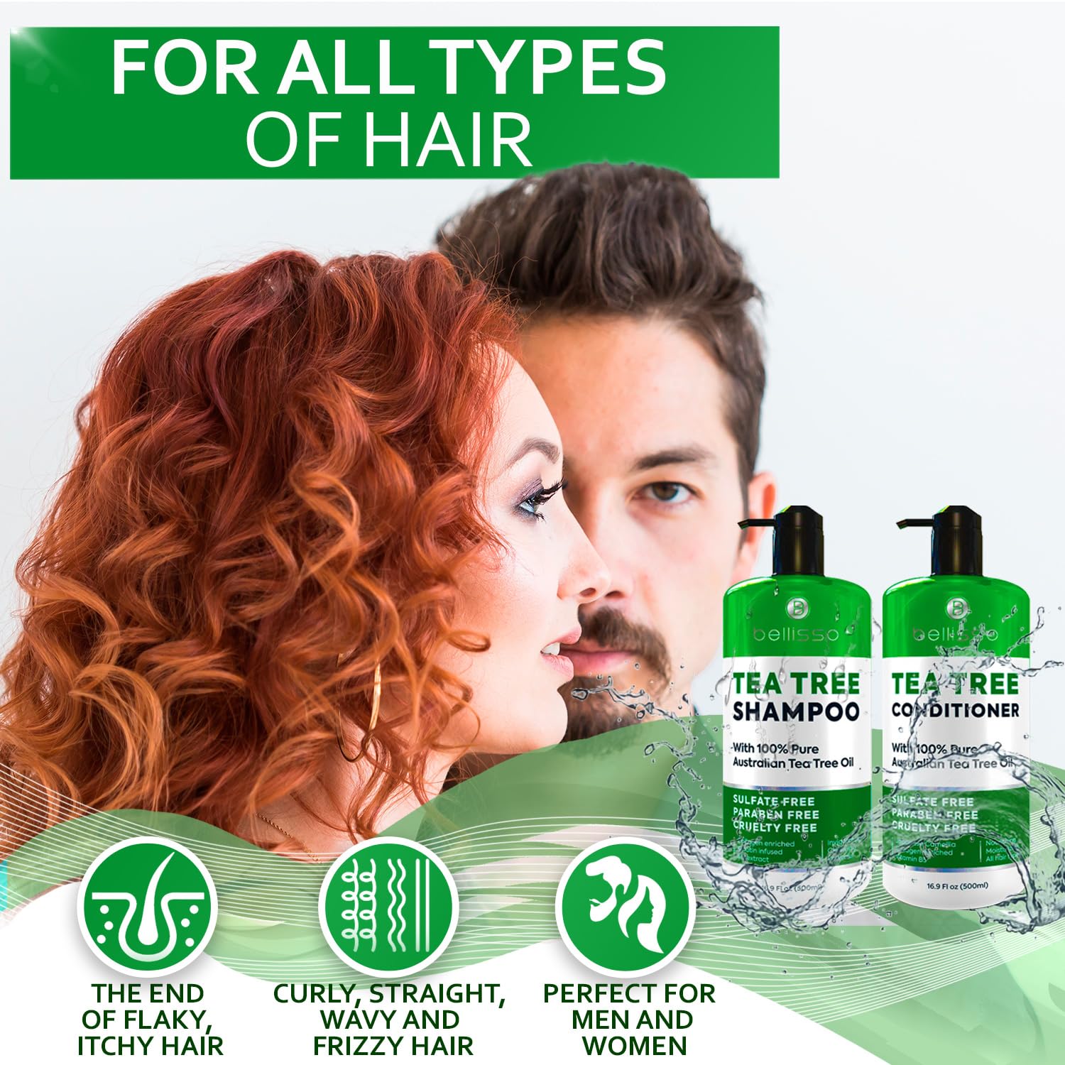 Tea Tree Shampoo and Conditioner Set with 100% Pure Australian Tea Tree Oil - Anti Dandruff Treatment for Dry Scalp - Sulfate & Paraben Free with Keratin, Vitamin B5 & Collagen - For Women & Men - Perfect for Daily Hair Care & Scalp Refreshment