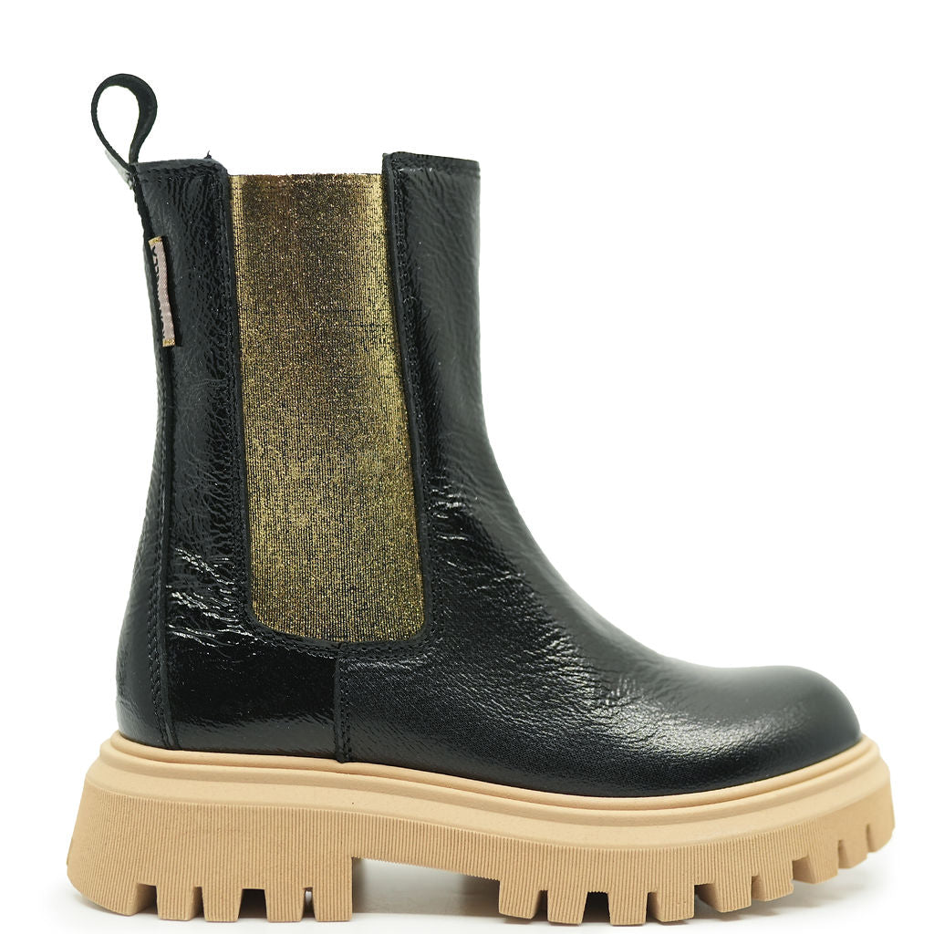 Stylish Rondinella Black & Gold Elastic Boots for Women - Comfortable & Fashionable Ankle Boots for Fall & Winter - Perfect for Casual Outfits, Office Wear & Night Out