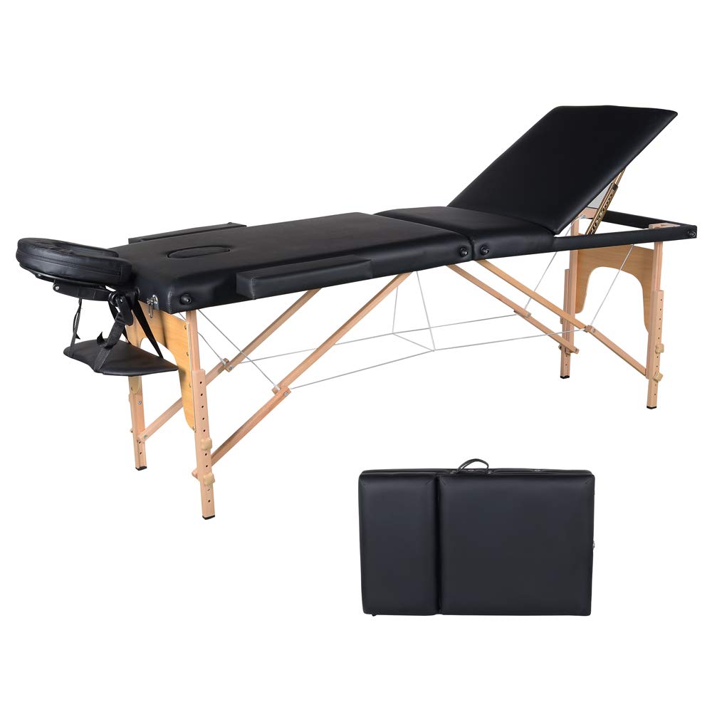 Professional Portable Folding Massage Table - 84 Inch Adjustable Height Spa Bed with Facial Cradle | 3-Fold PU Leather Design for Salon, Tattoo & Home Use | Perfect for Massage Therapists, Spa Treatments & Relaxation