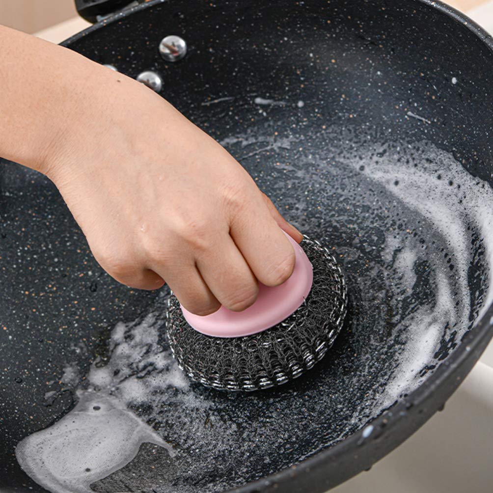 Hemoton Steel Wool Scrubber 10pcs - Detachable Dish Brush for Kitchen & Restaurant Cleaning