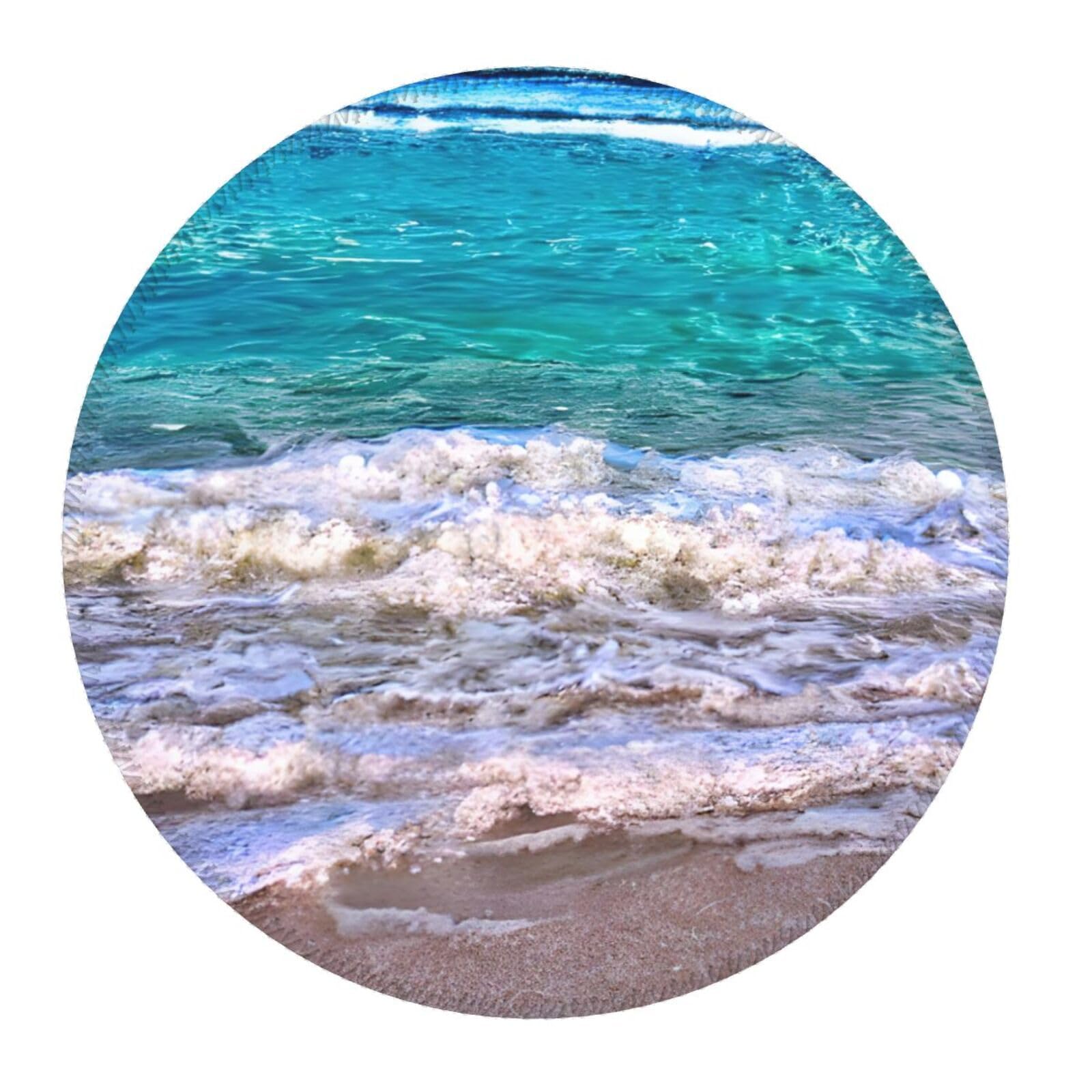 Premium White Tropical Beach Themed Round Mouse Pad - 8 Inch Non-Slip Gaming Surface - Durable Desk & Laptop Accessory for Office, Home & Gaming Setup
