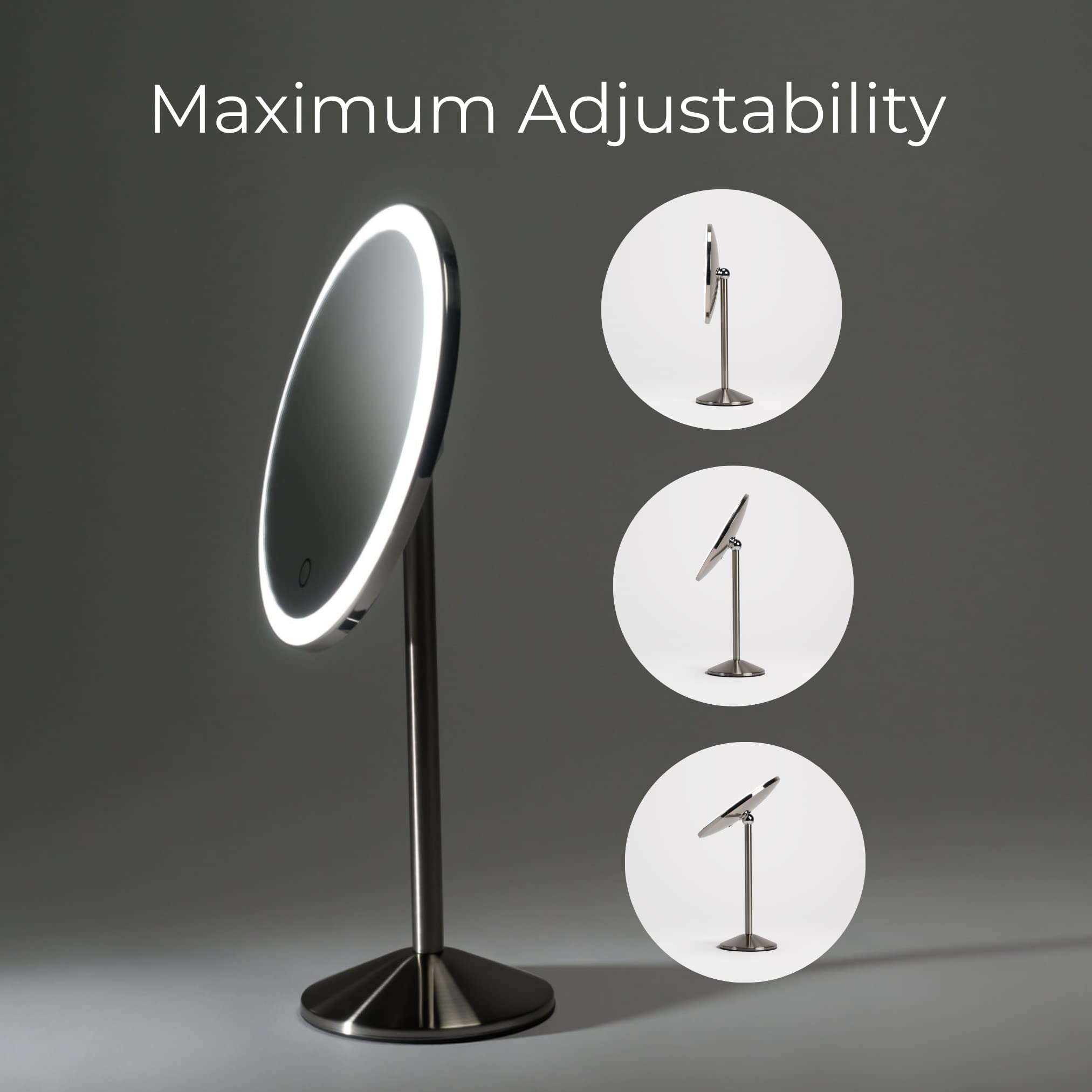 Wireless LED Vanity Mirror with 5X Magnification & Adjustable Brightness - Rechargeable Makeup Mirror for Home & Travel - Perfect for Makeup Application, Skincare Routine & Professional Beauty Use