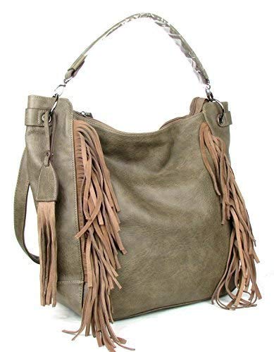 Stylish Grey Fringe Tassel Crossbody Bag for Women - Boho Chic Handbag with Long Tassels - Perfect for Parties, Concerts & Everyday Use