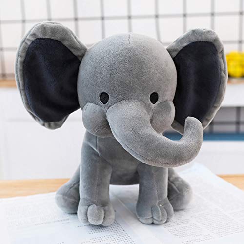 Soft Pink & Gray Stuffed Elephant Plush Toy - 9 Inch Cuddly Animal for Kids, Nursery Decor, Baby Shower Gift & Comfort Companion