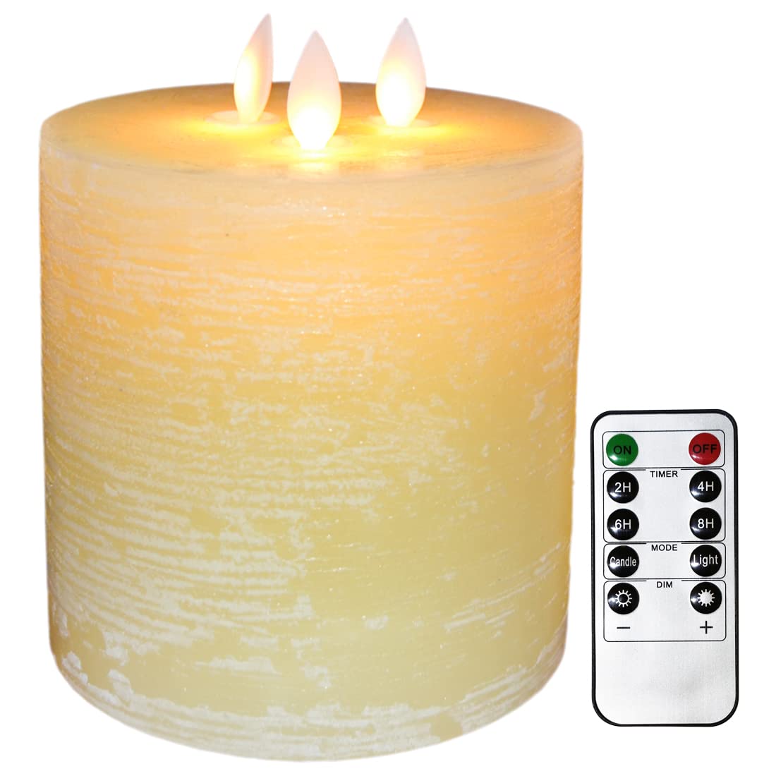 TELOSMA 3-Wick Large Flameless Pillar Candles with Remote Control & Dimmer - Battery Operated Ivory Flat Top LED Candles with Realistic Flickering Effect - Perfect for Home Decor, Weddings, and Relaxation