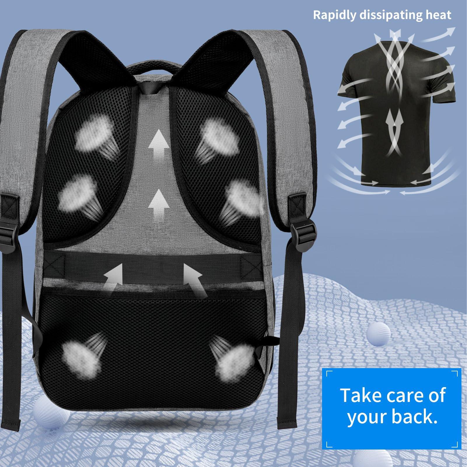 Durable 17.3 Inch Laptop Backpack for Women & Men - USB Charging Port School Backpack for High School & College Students - Large Grey Computer Bookbag - Perfect for Travel, Work & Daily Commute