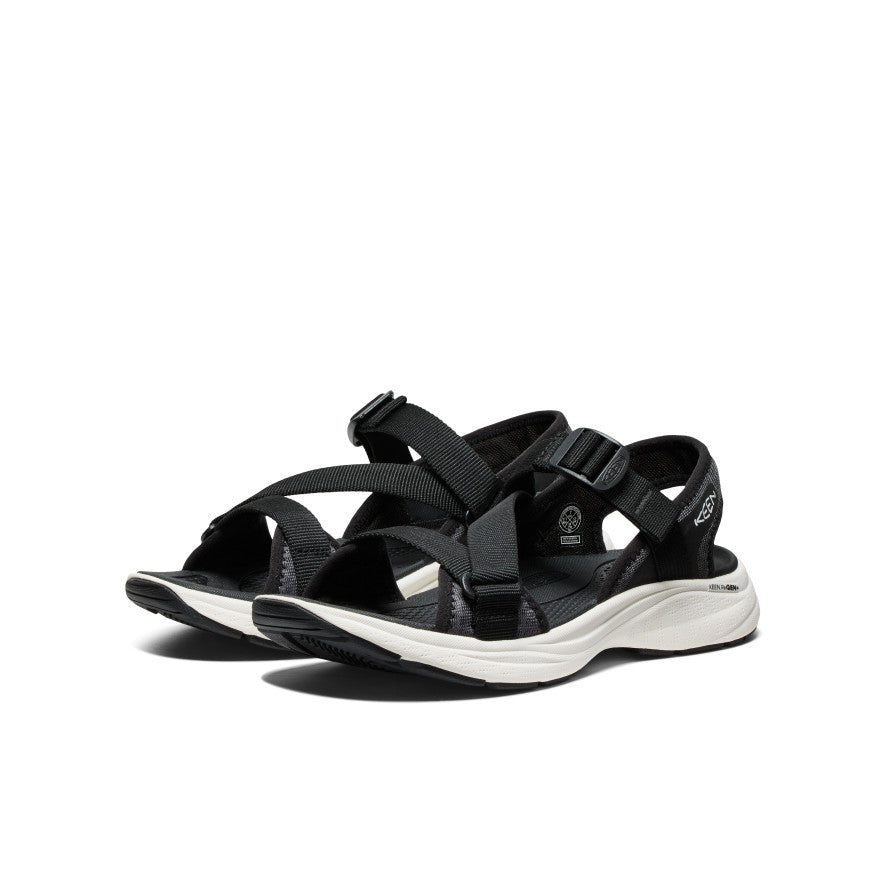 **Women's Leiki Open Toe Sandal - Black & Star White | Comfortable Summer Sandals for Beach, Pool & Casual Outings**