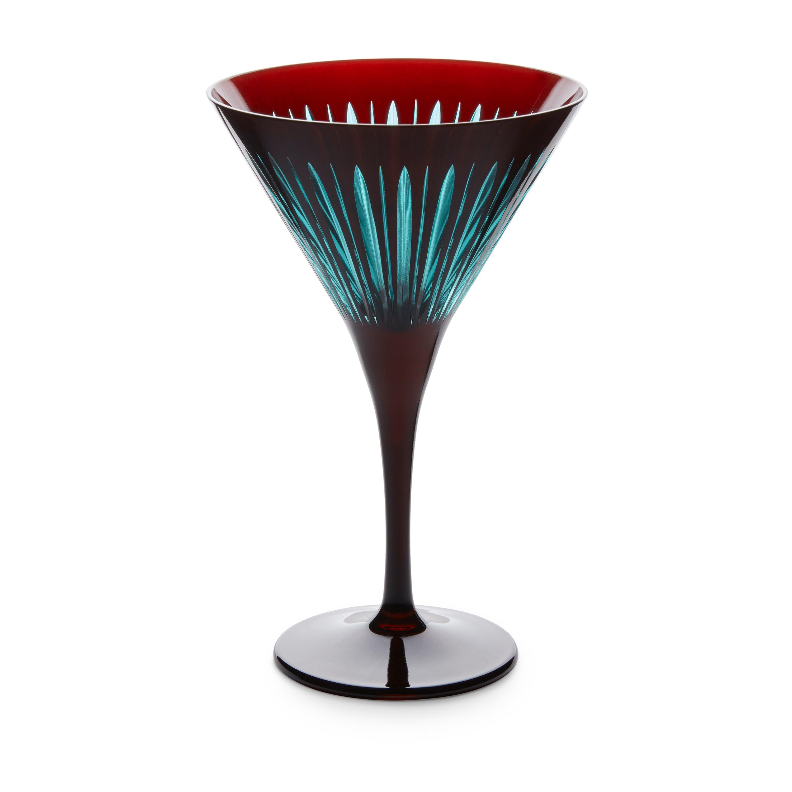 Elegant Prism Martini Glasses Set of 4 - Bordeaux Red Wine Cocktail Glasses for Parties, Weddings & Home Bar Decor