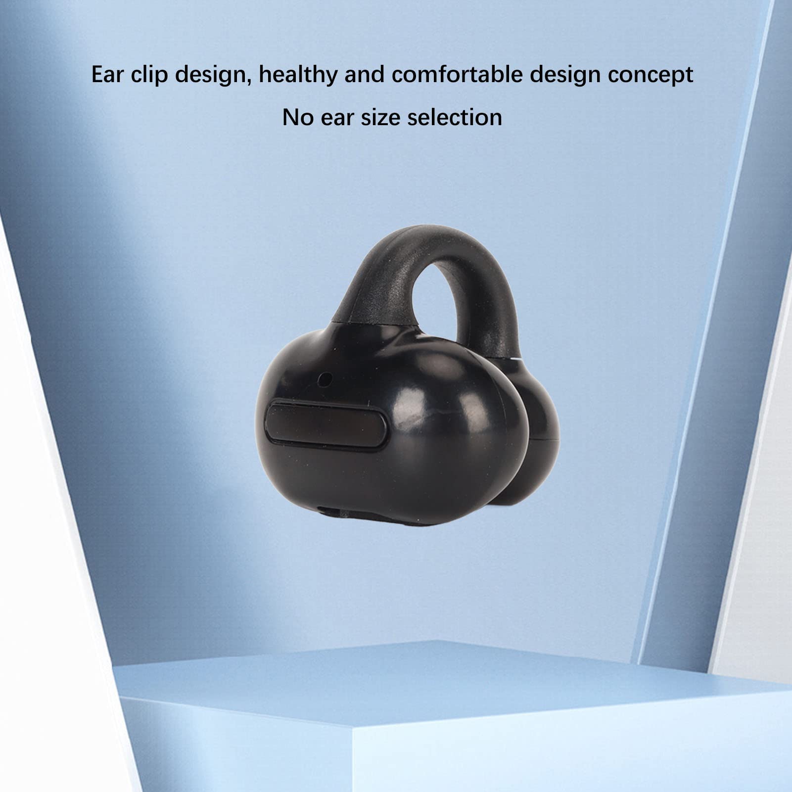 Premium Clip-On Wireless Earbuds Bluetooth 5.0 Open-Ear Headphones with Touch Control, Hi-Fi Stereo Single Ear Headset for Running, Cycling, Driving & Business Calls - Comfortable Secure Fit for Active Lifestyles (Black)
