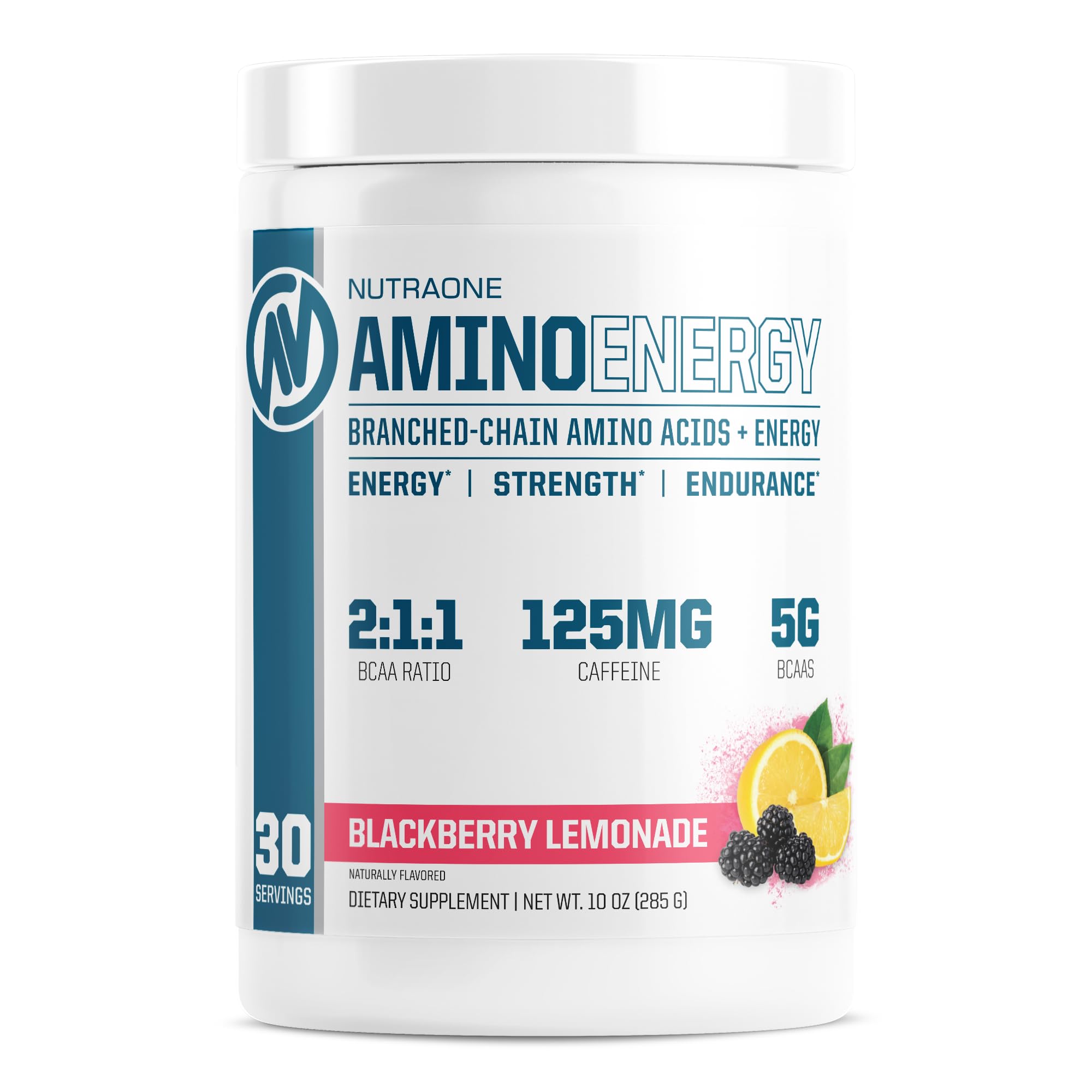 NutraOne Amino Energy BCAA Powder Pre-Workout Supplement with Caffeine & Branched Chain Amino Acids - BlackBerry Lemonade Flavor (30 Servings) | Enhance Performance, Fuel Workouts & Speed Recovery for Athletes & Fitness Enthusiasts
