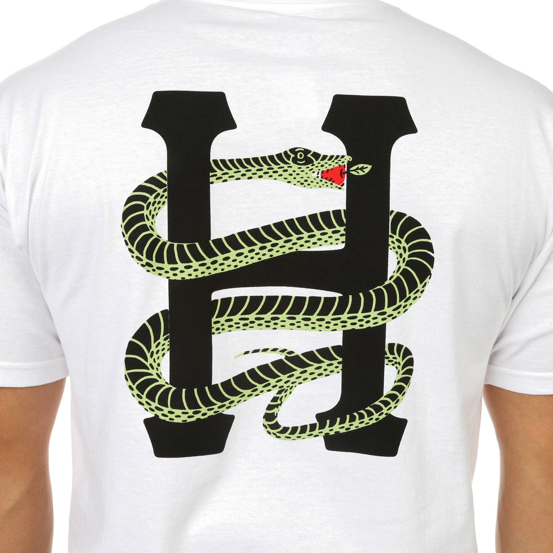 Huf Serpent Classic H Graphic T-Shirt for Men - White Cotton Tee for Casual Wear & Street Style