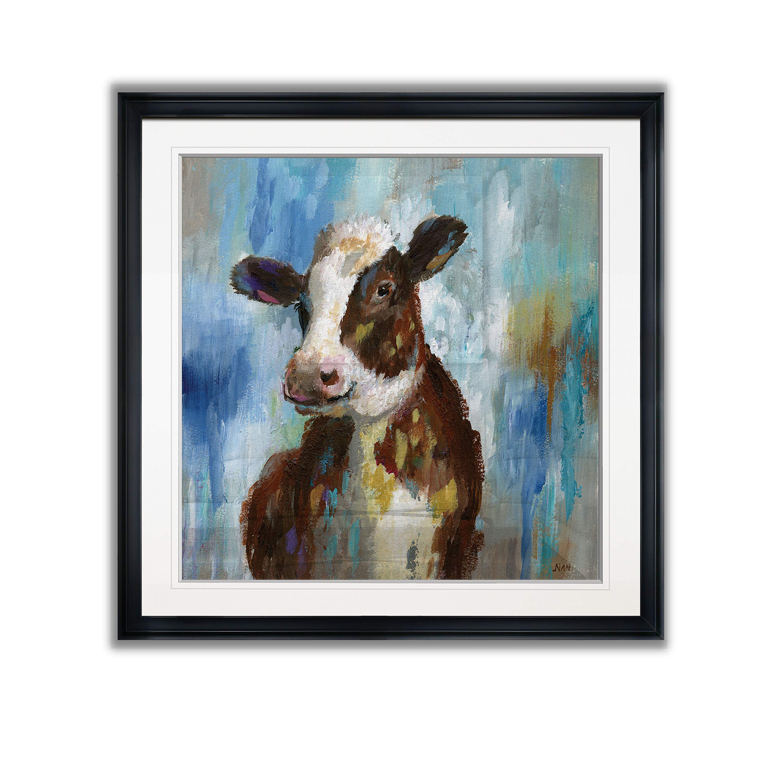 Nan Nursery Spring Calf Animal Wall Art - 32x32 Inch Abstract Canvas Painting for Kids Room Decor, Black Giclee Print | Perfect for Nursery, Playroom & Children's Bedroom Wall Decor