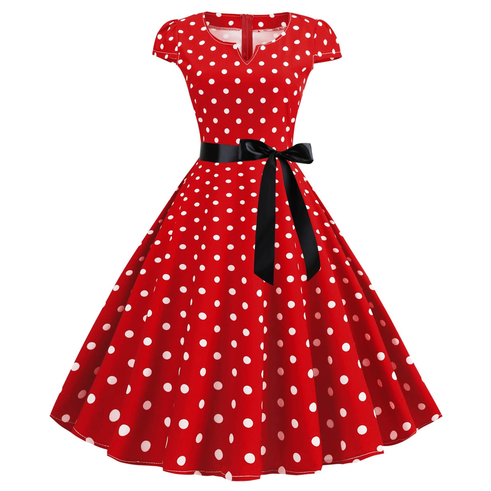 Vintage 1950s Retro Dresses for Women - Floral Print Short Sleeve Party & Casual Dress - Housewife Style Evening Gown - Winter A-Line Swing Dress for Date Night, Cocktail Parties & Holiday Events