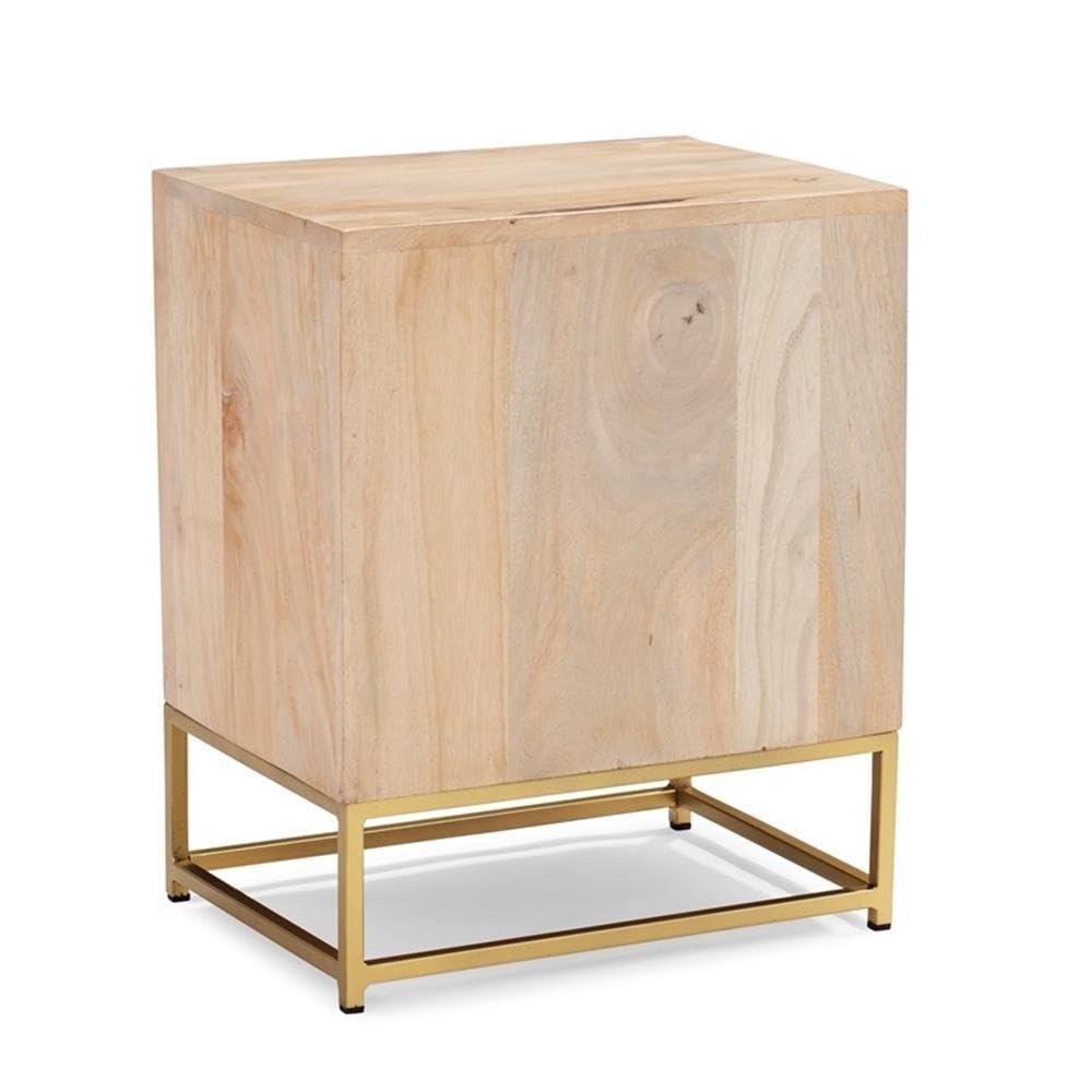 Pemberly Row 2-Drawer Transitional Wood and Metal Side Table in Natural Gold Finish - Perfect for Living Room, Bedroom, or Office Accent Furniture