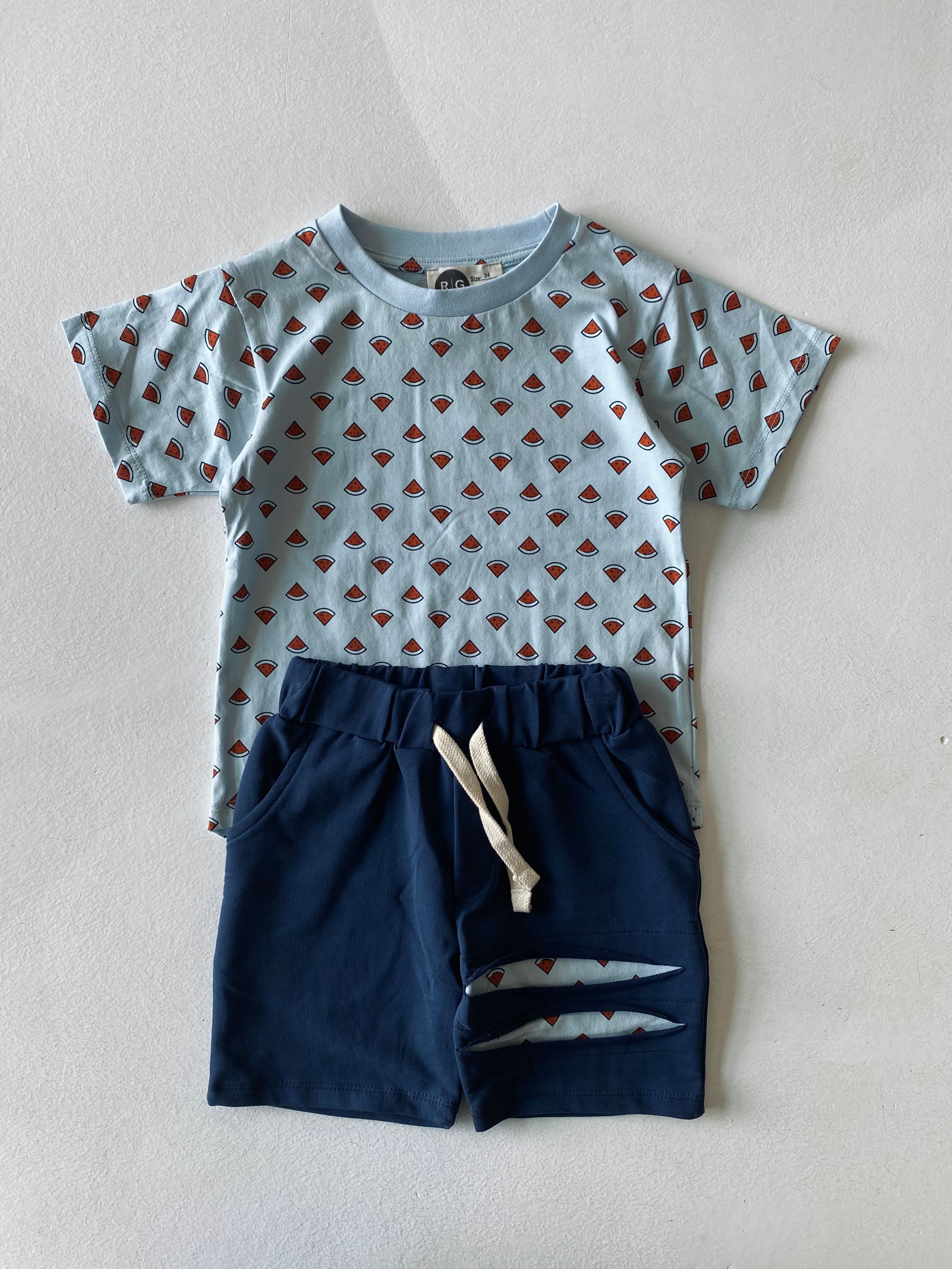 Kids Watermelon Print Shorts Set - Cute Summer Outfit for Boys & Girls - Perfect for Beach, Pool, and Playtime