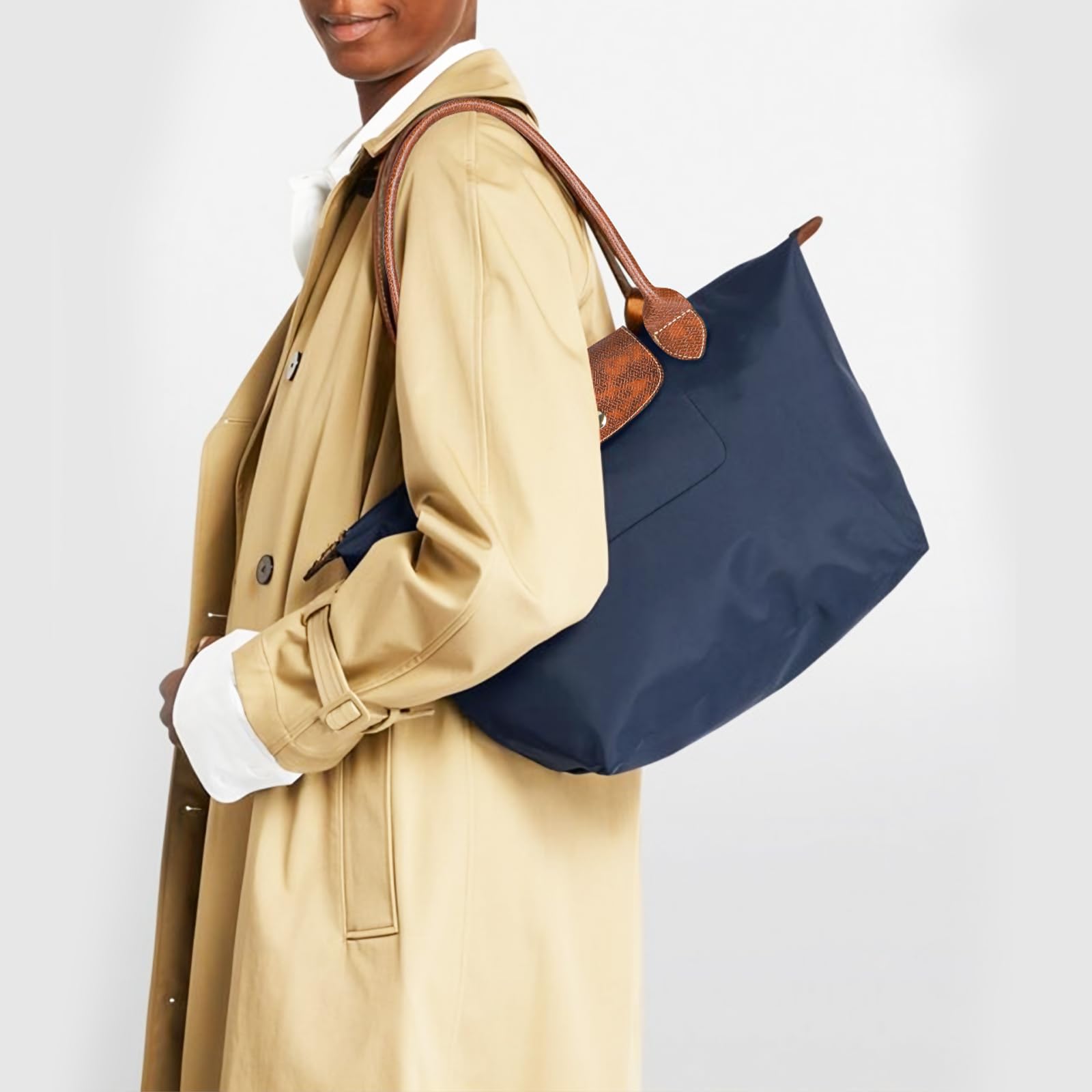 Stylish Foldable Nylon Tote Bag for Women with Purse Organizer Insert - Spacious Laptop Bag for Work, Travel & Commute - Perfect for Office, Business Trips and Daily Use