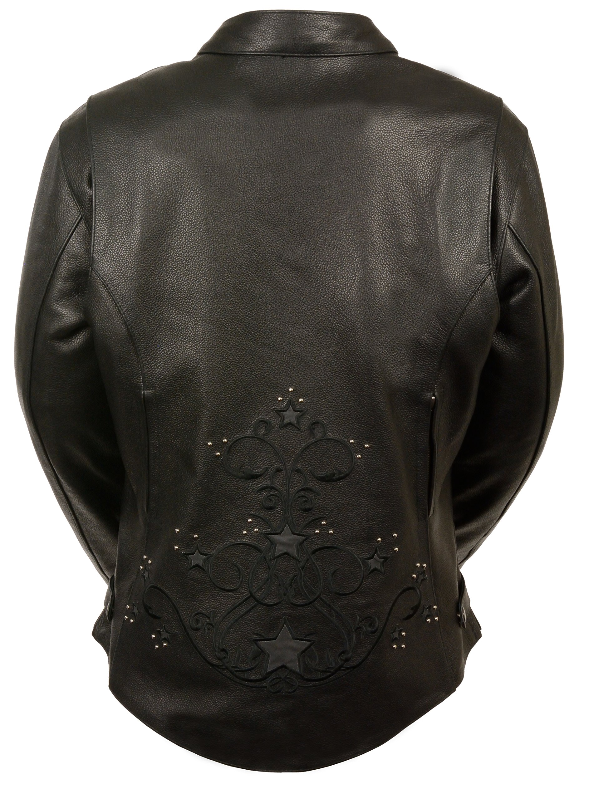 Milwaukee Leather Women's Reflective Star Embroidery Jacket - Stylish Motorcycle Riding Gear for Night Safety & Fashion